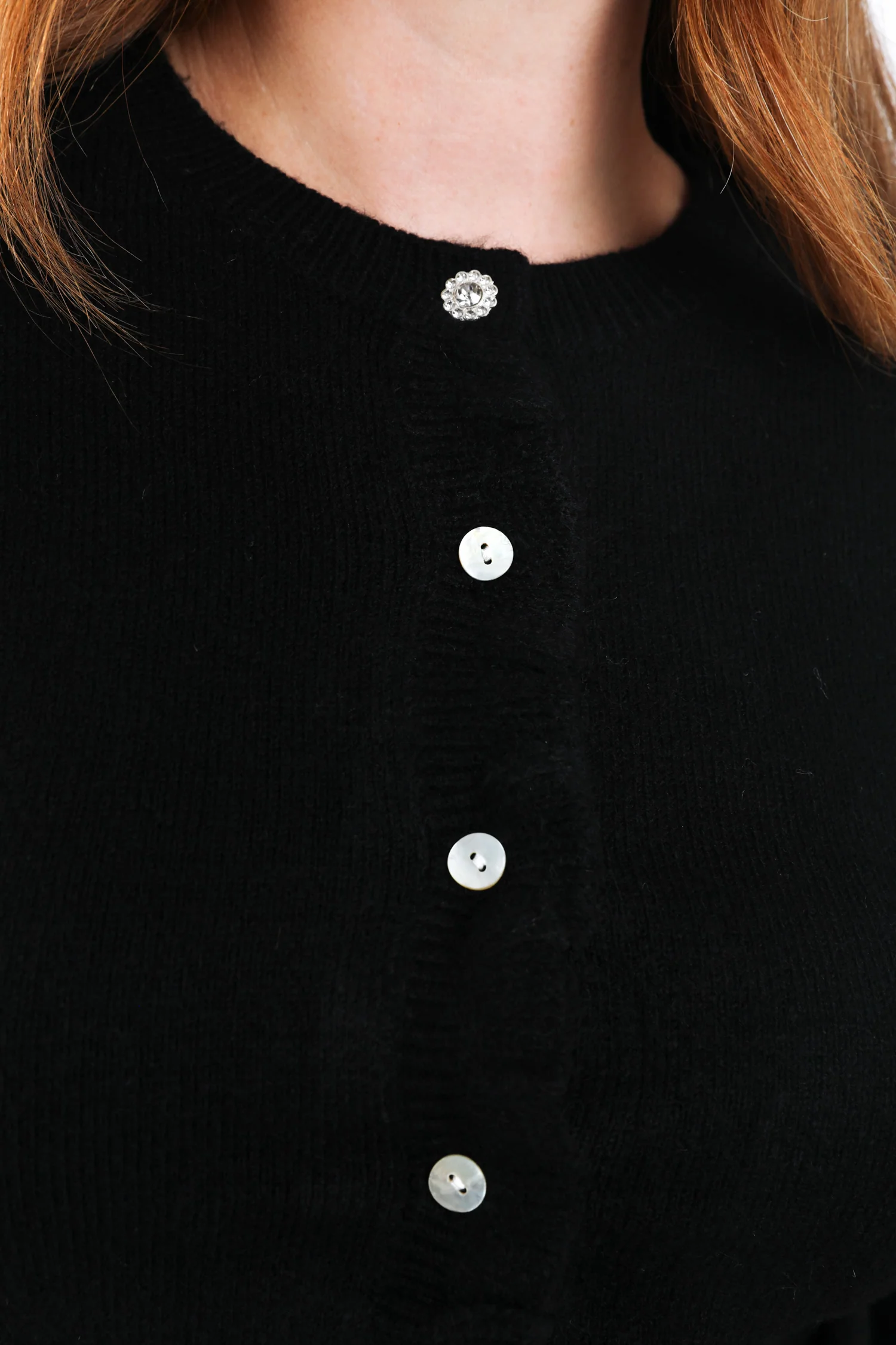 Cardigan boutonné uni avec volants - Image 4