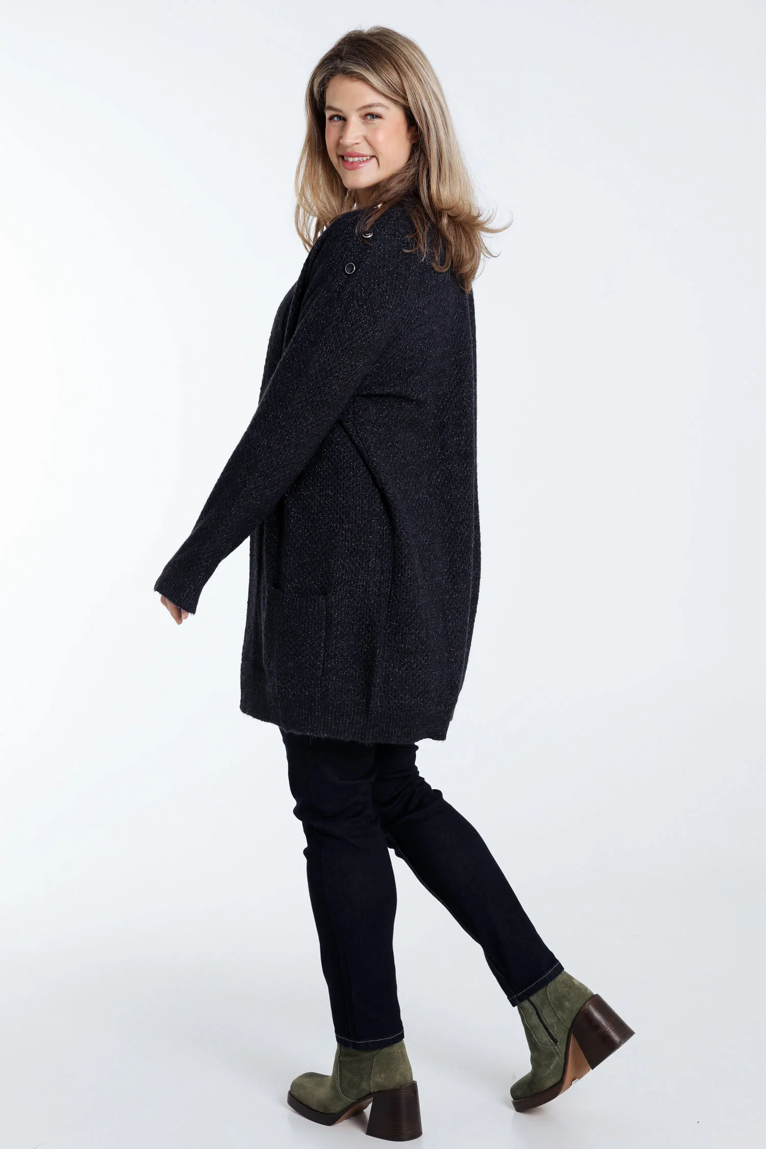 Cardigan long détail bouton - Image 2