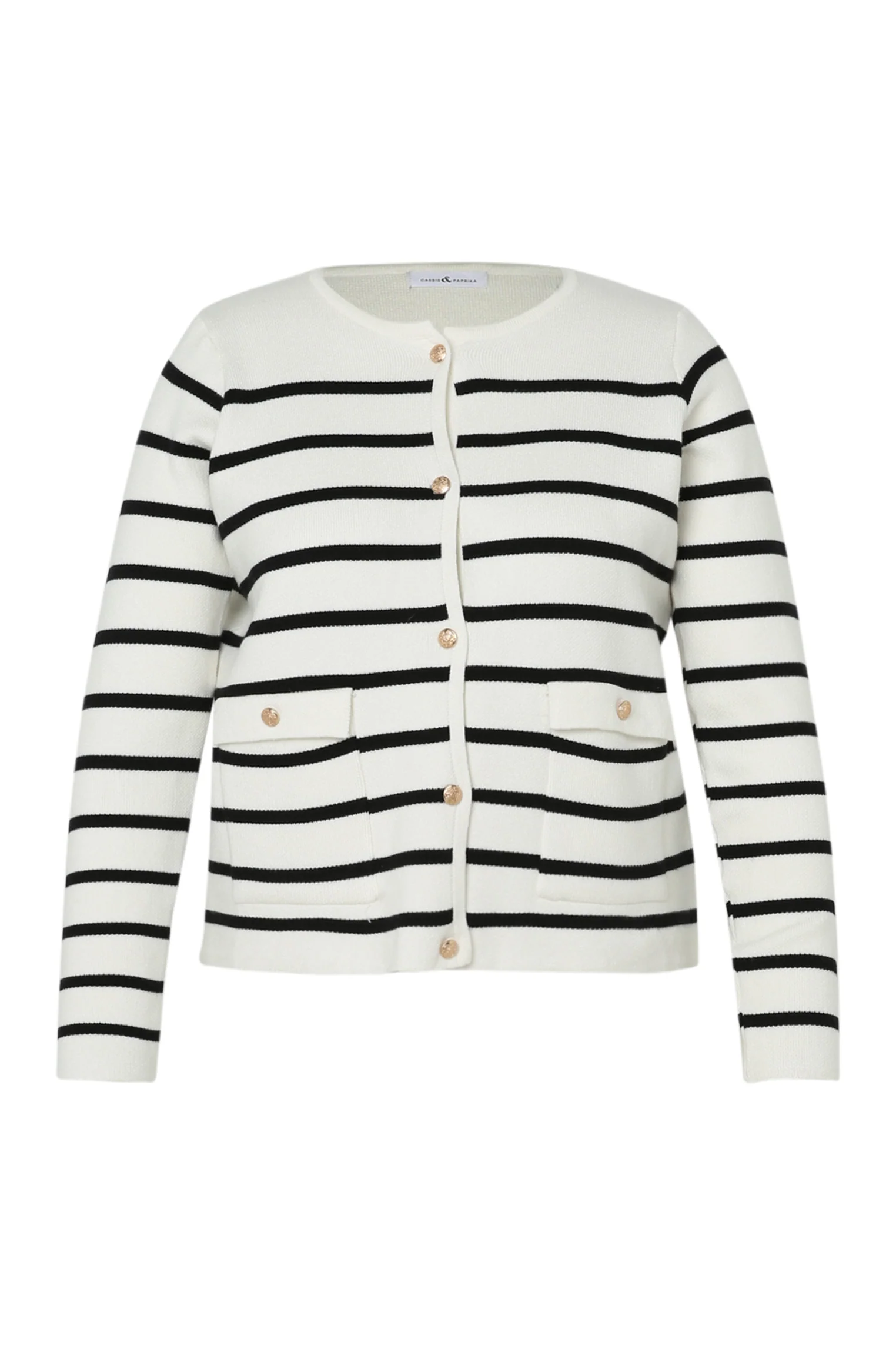 Cardigan rayé avec boutons dorés - Image 10
