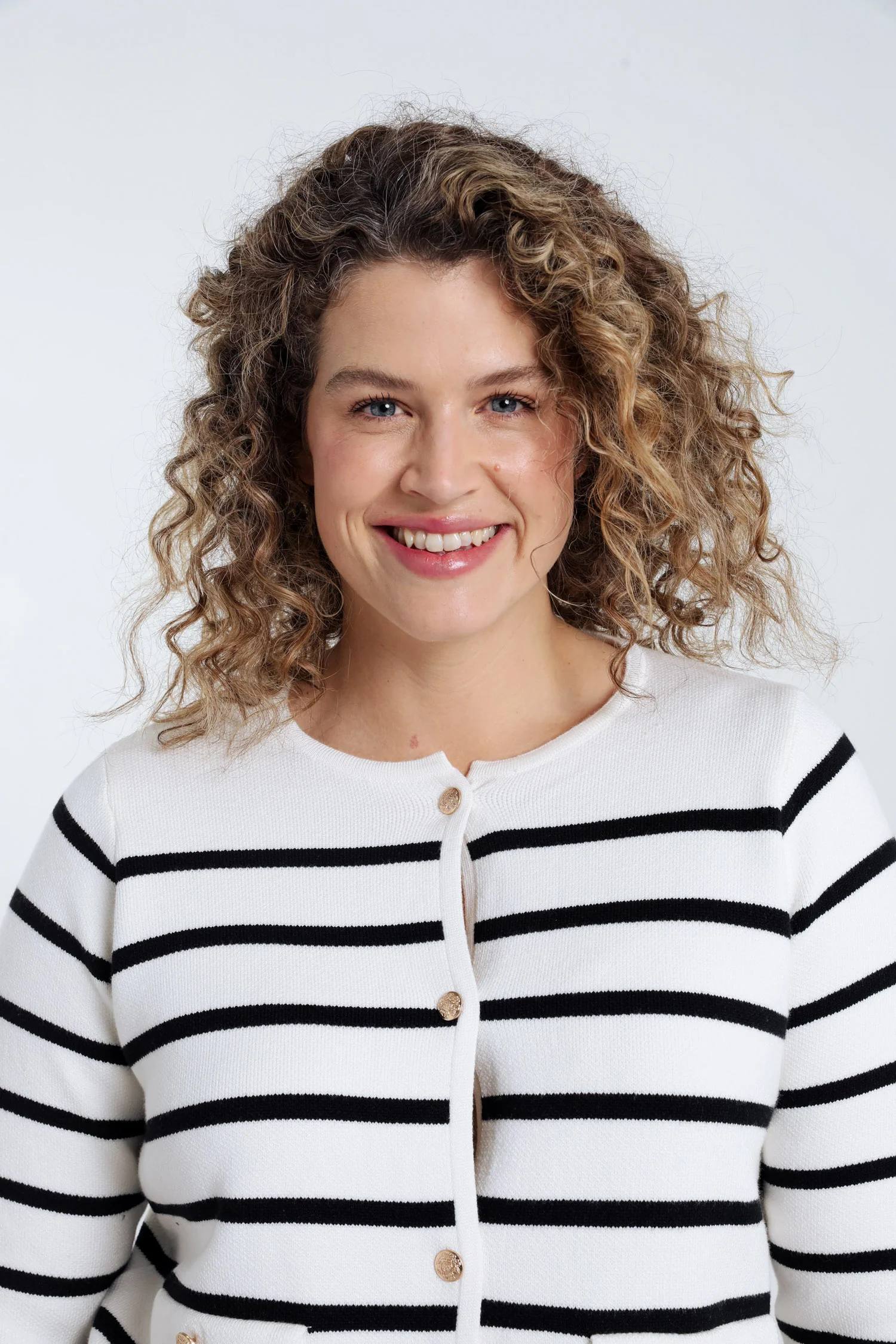 Cardigan rayé avec boutons dorés - Image 3