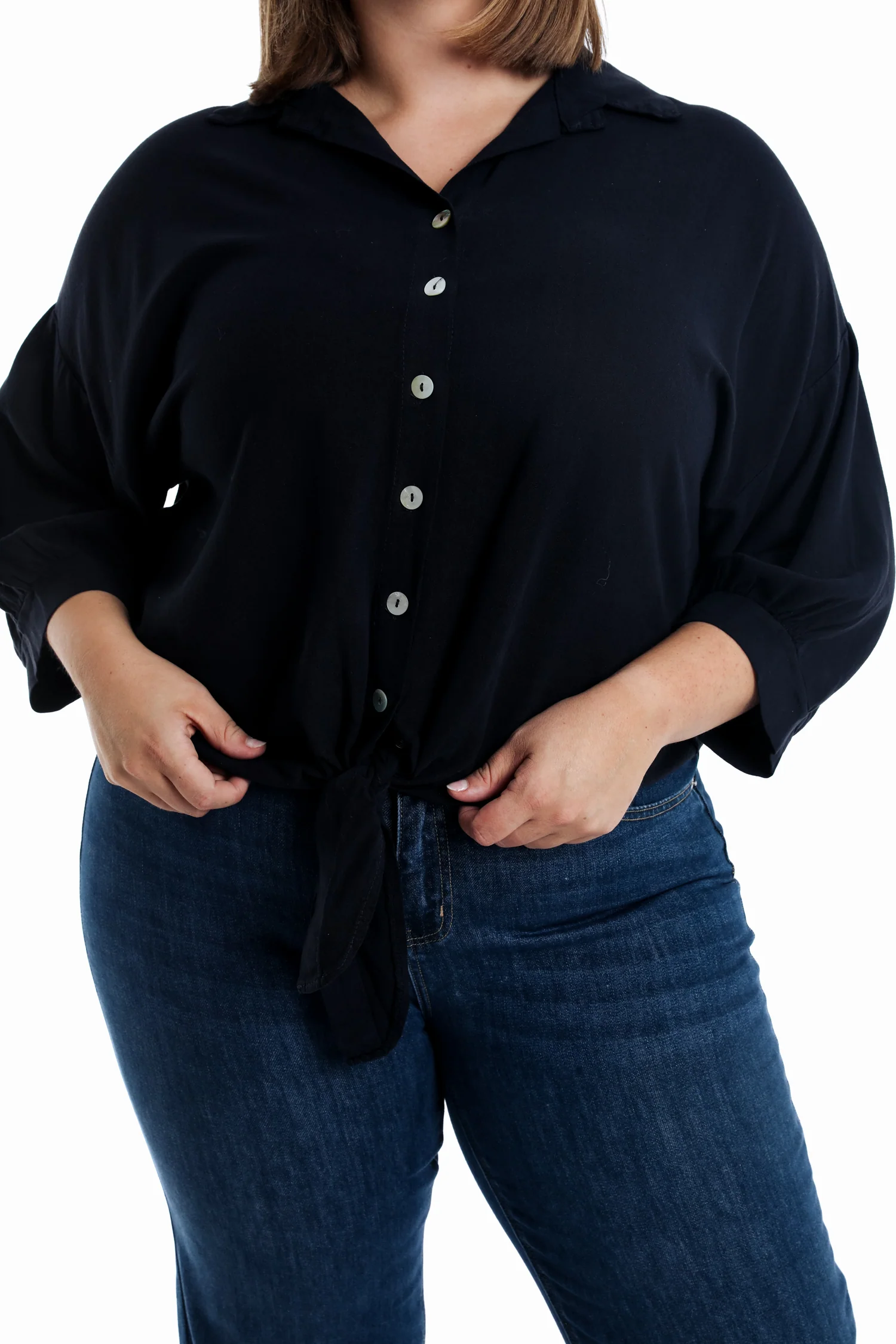 Chemise Ă nouer en lin et viscose unie - Image 4
