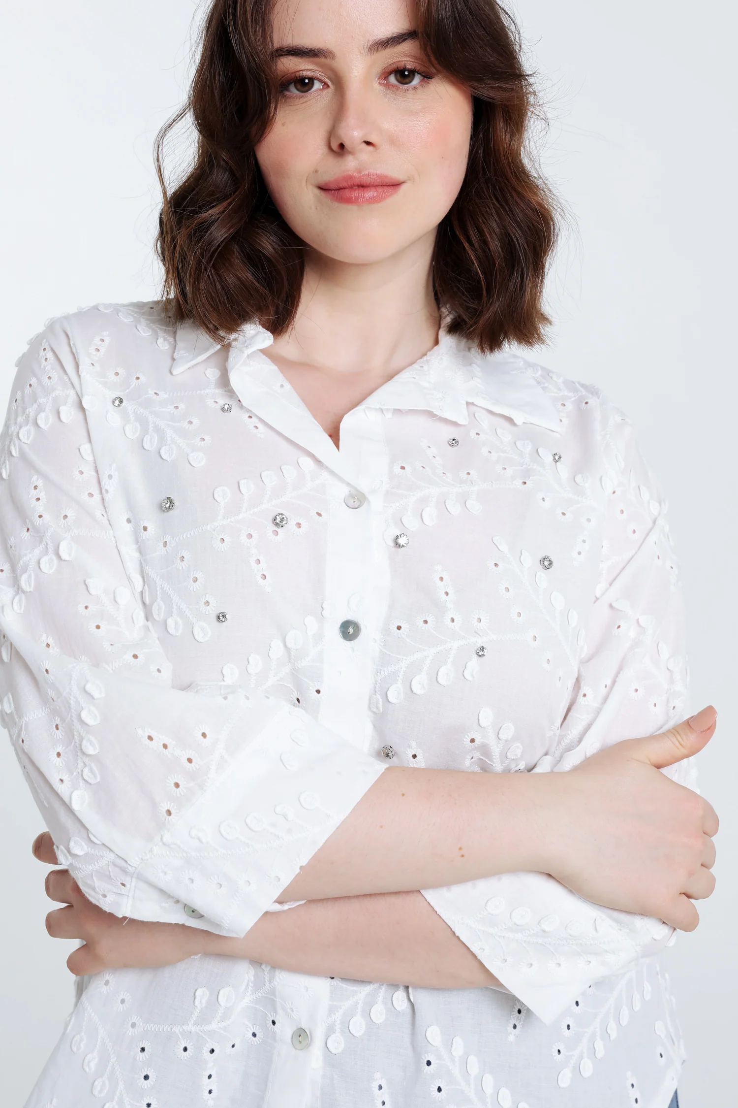 Chemise en coton avec brillants - Image 5