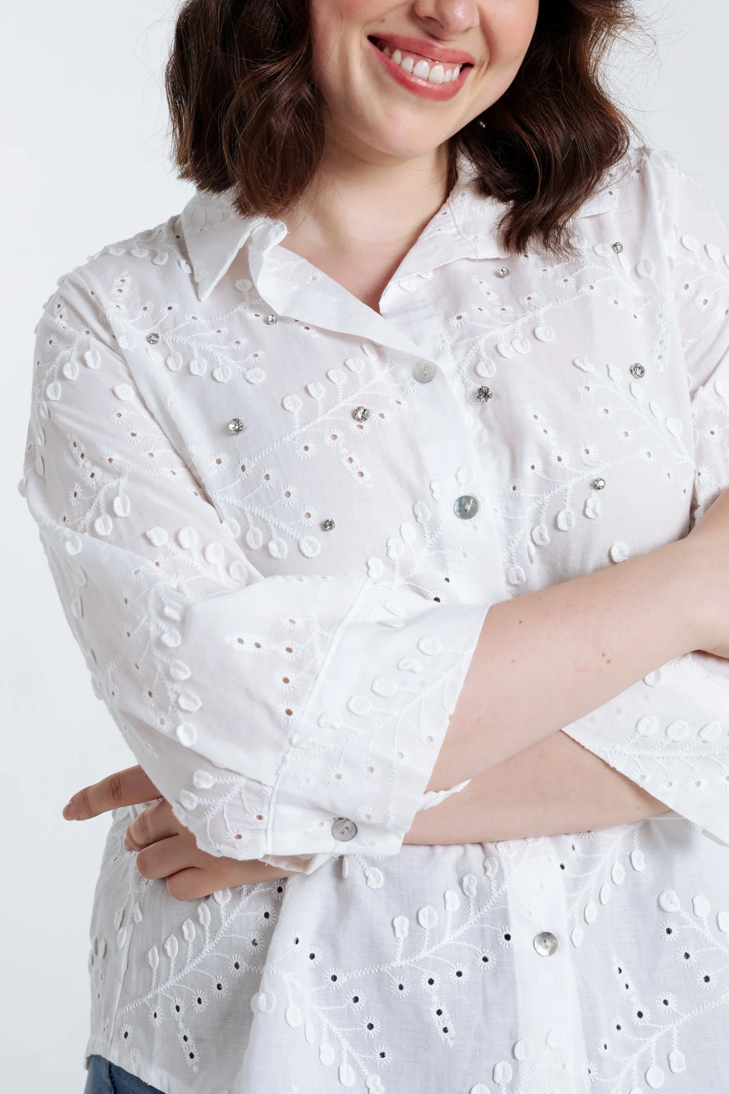 Chemise en coton avec brillants - Image 6