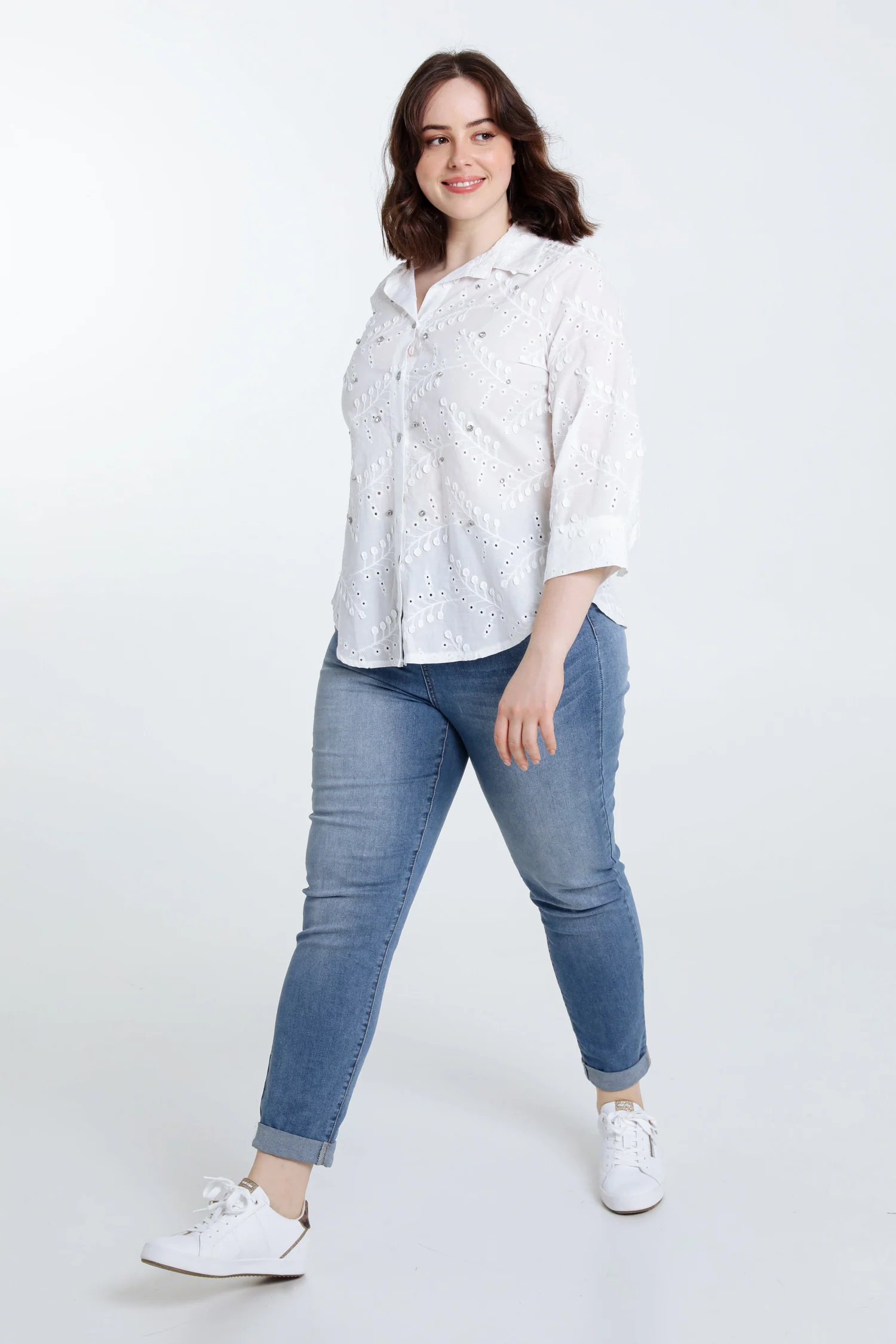 Chemise en coton avec brillants - Image 7