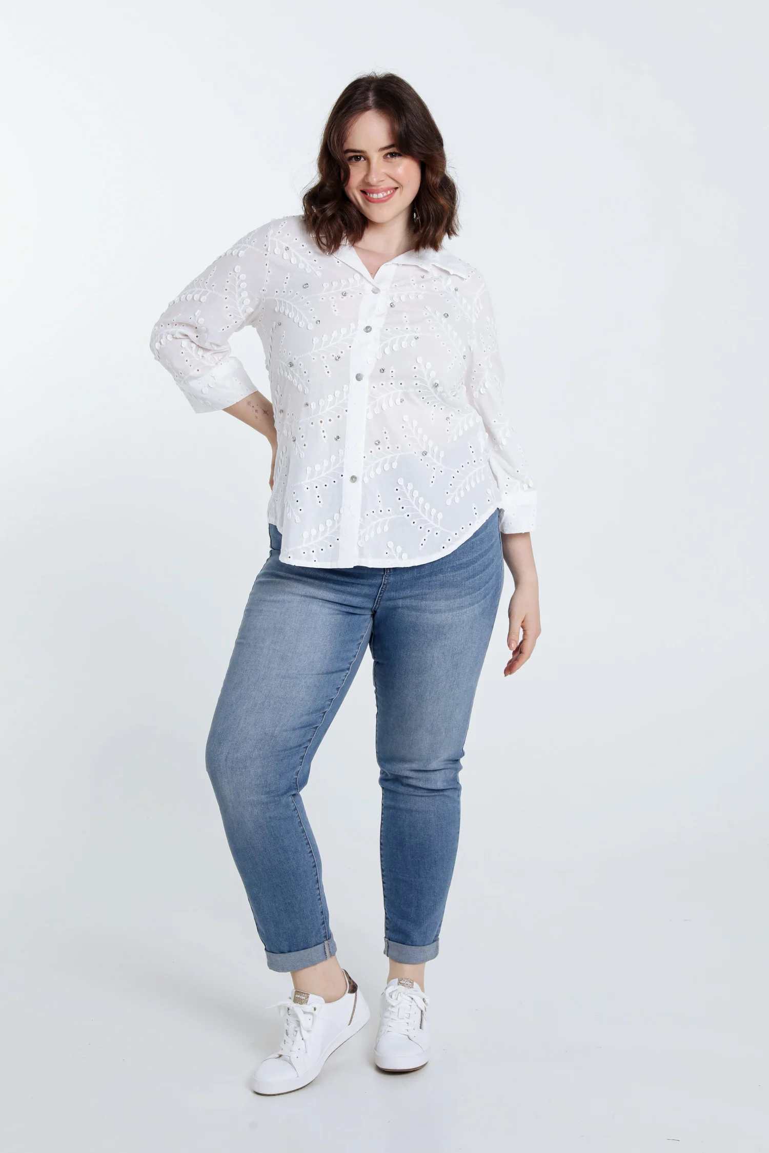 Chemise en coton avec brillants - Image 8