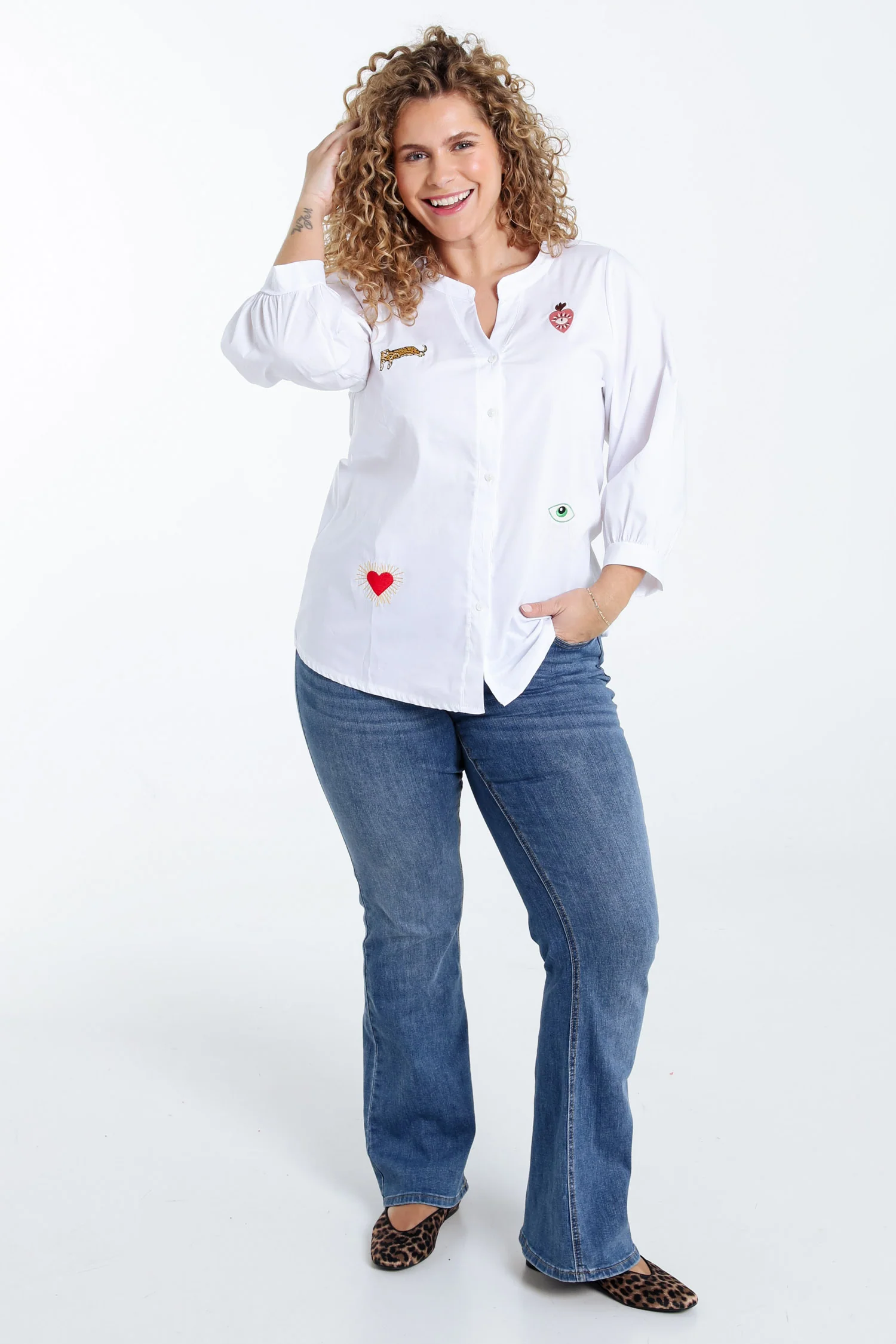 Chemise en coton unie avec écussons - Image 7