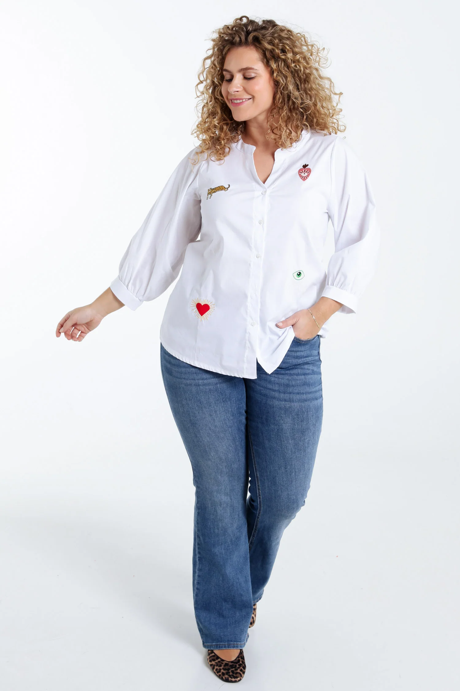 Chemise en coton unie avec écussons - Image 8