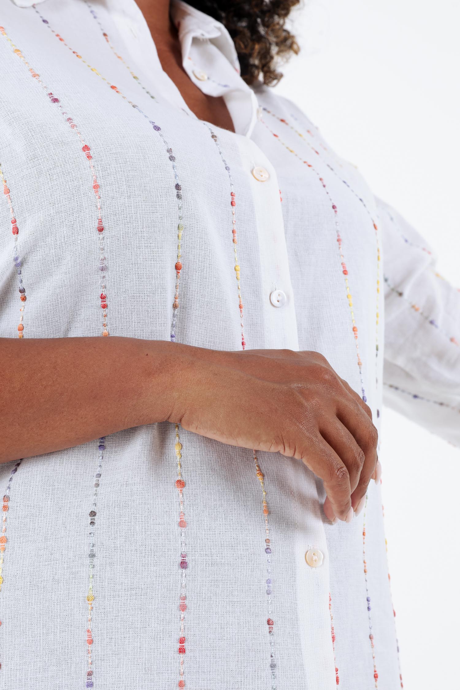 Chemise en gaze de coton rayures multicolores - Image 4