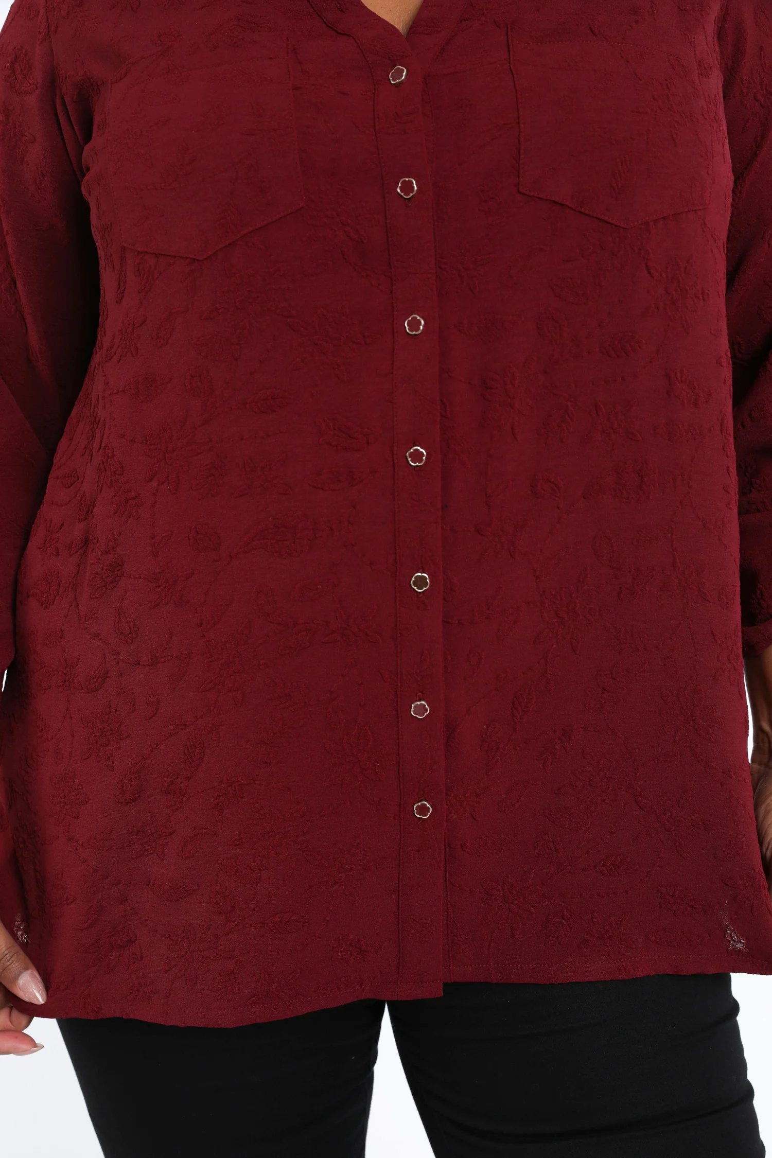 Chemise en viscose unie détail relief - Image 4