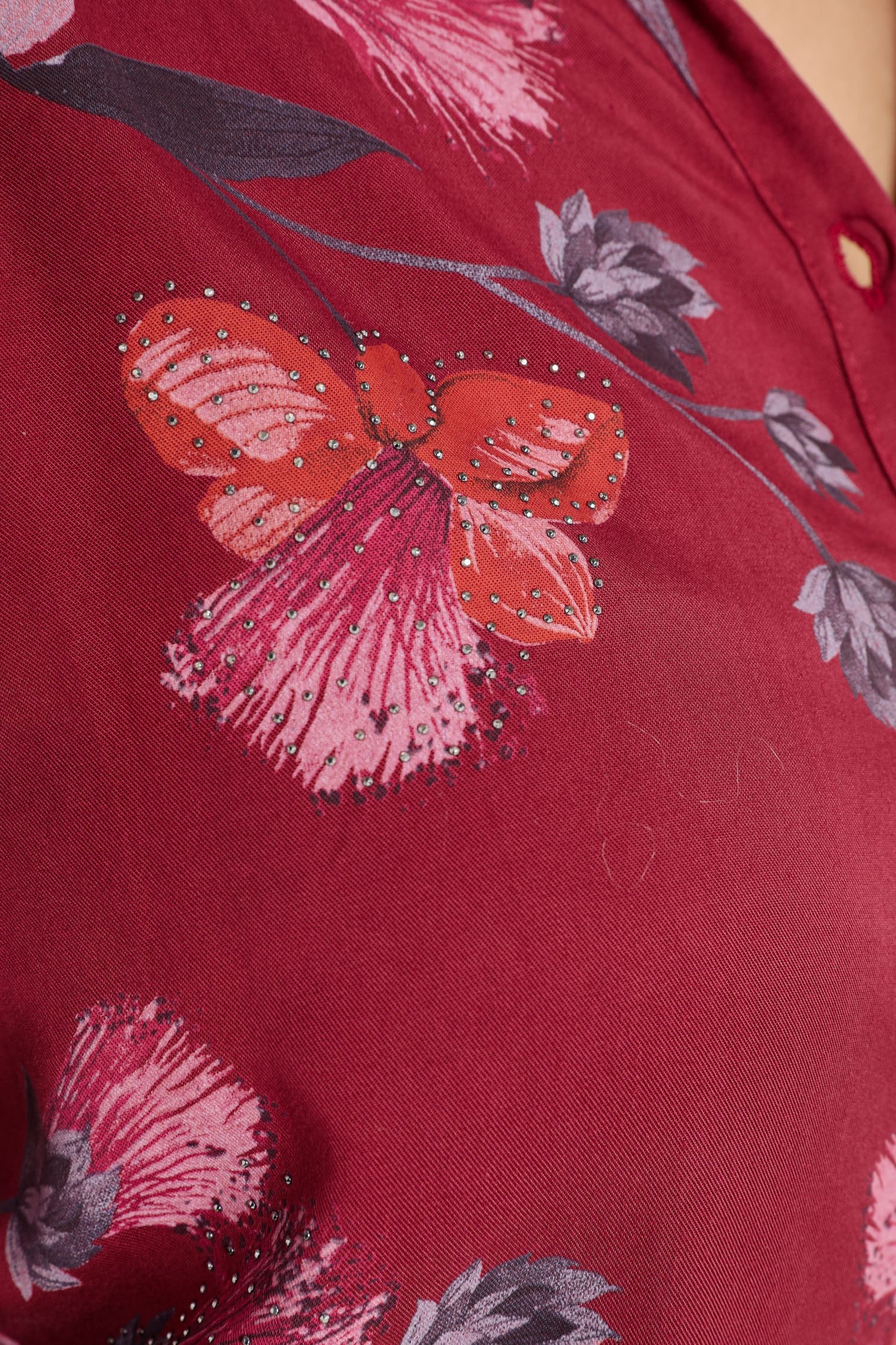 Chemise imprimé floral avec strass - Image 5
