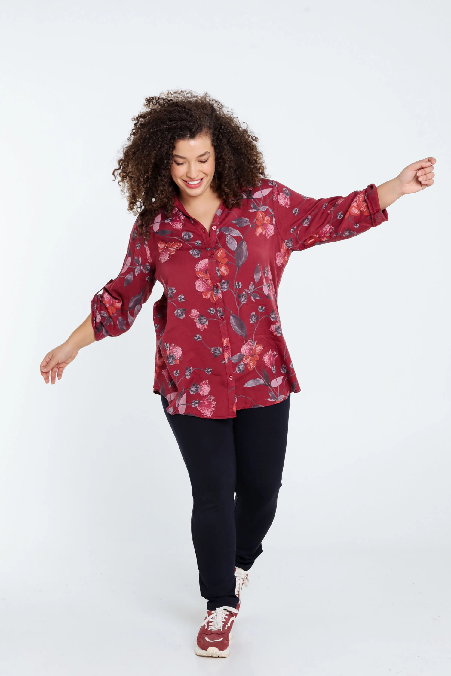 Chemise imprimé floral avec strass - Image 7