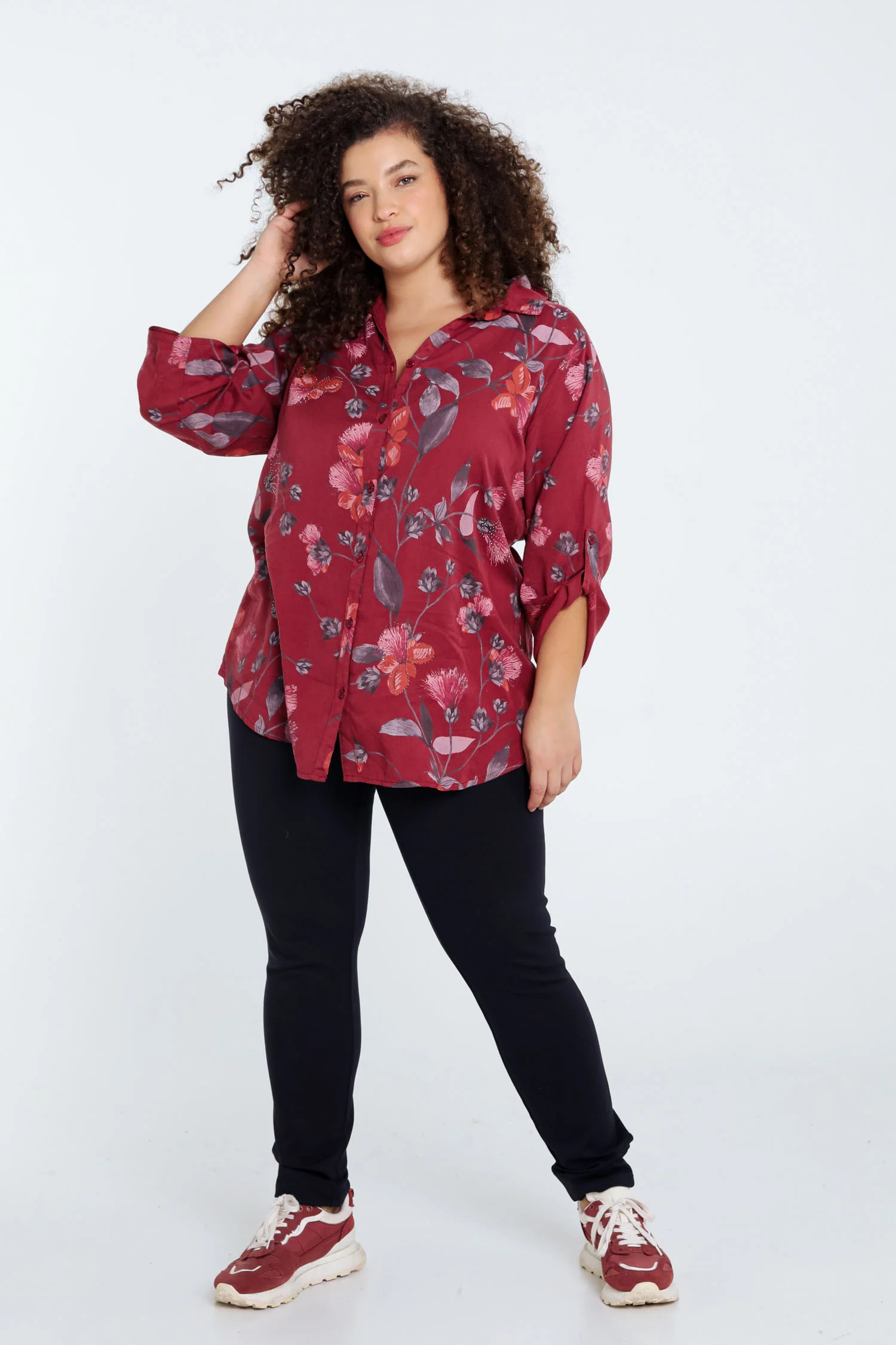 Chemise imprimé floral avec strass - Image 8