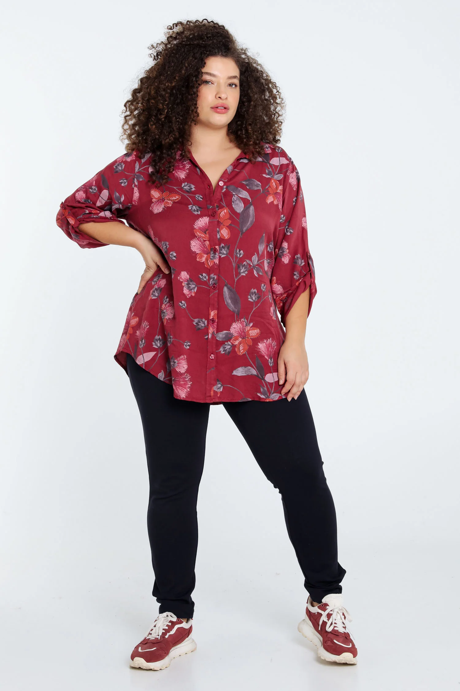 Chemise imprimé floral avec strass - Image 9