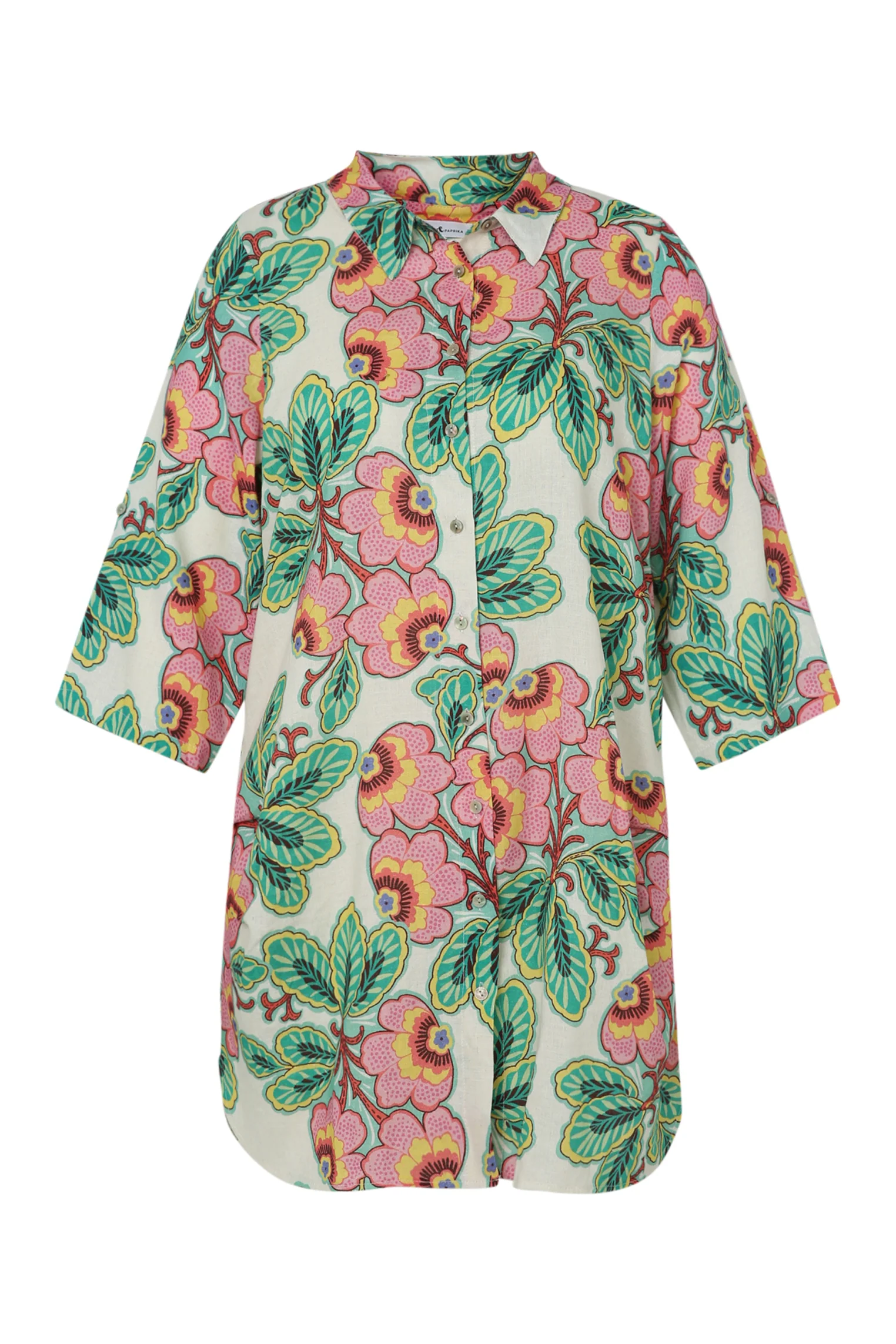 Chemise longue en lin et viscose imprimé fleuri - Image 10