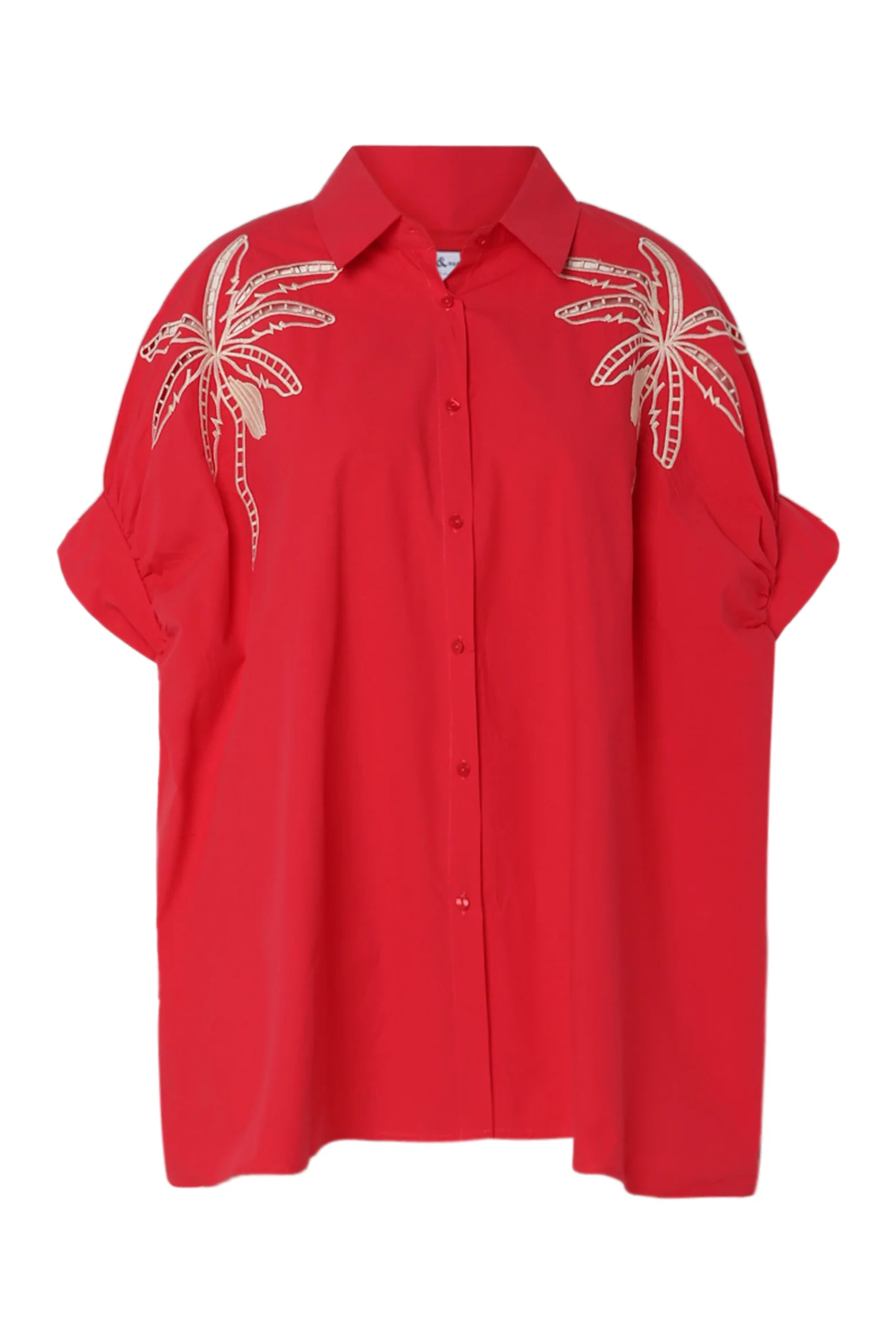 Chemise oversize en coton unie avec broderies - Image 10