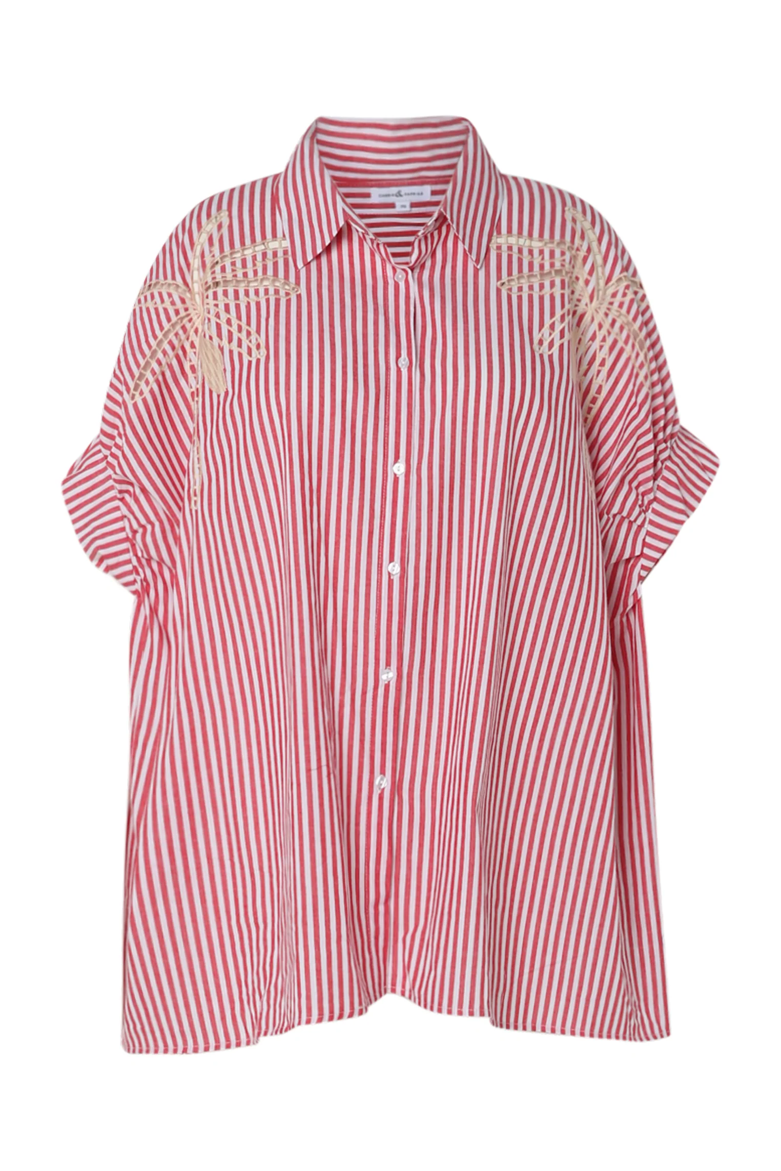 Chemise oversize rayée en coton avec broderies - Image 21