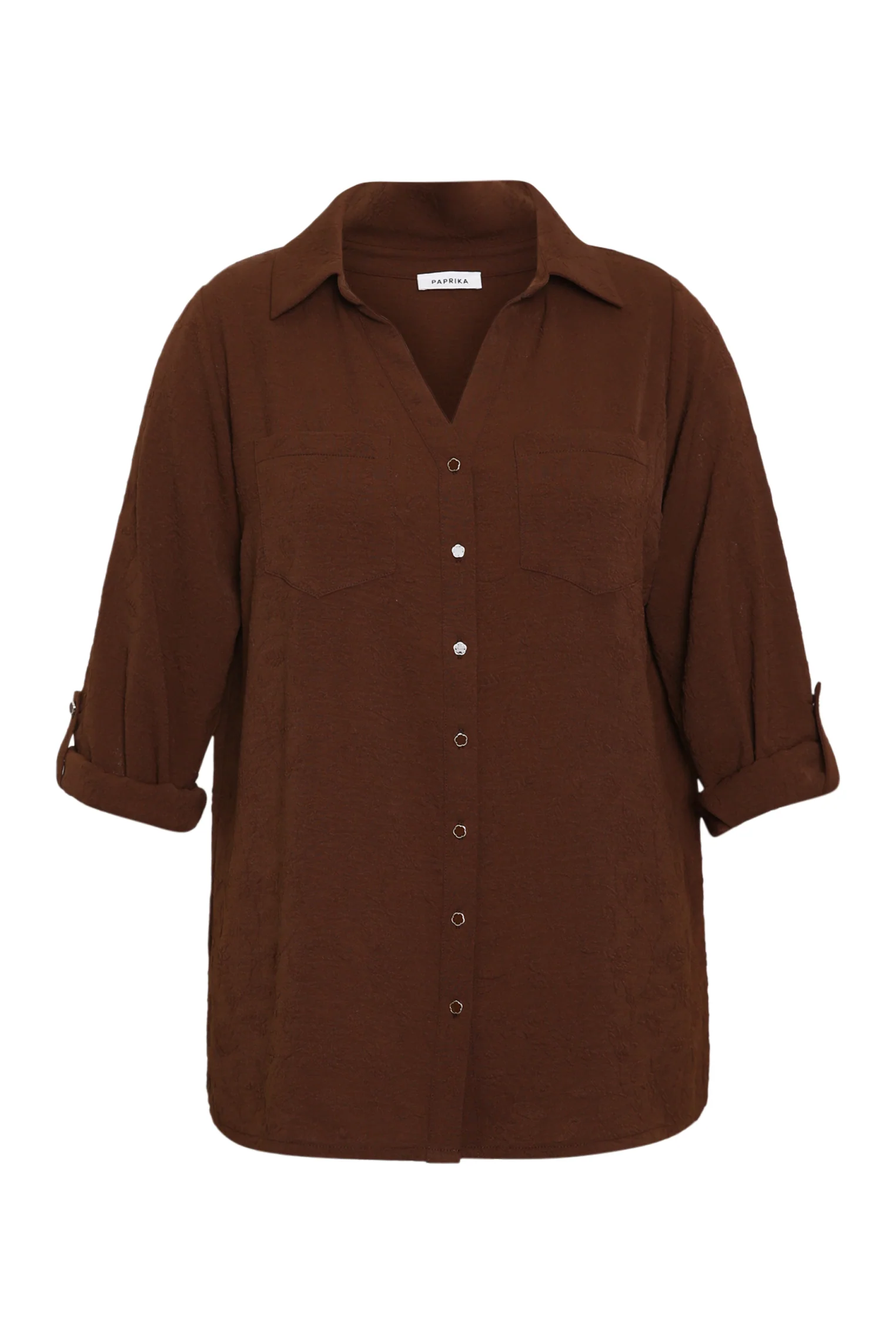 Chemise unie avec motif fleurs en relief - Image 8