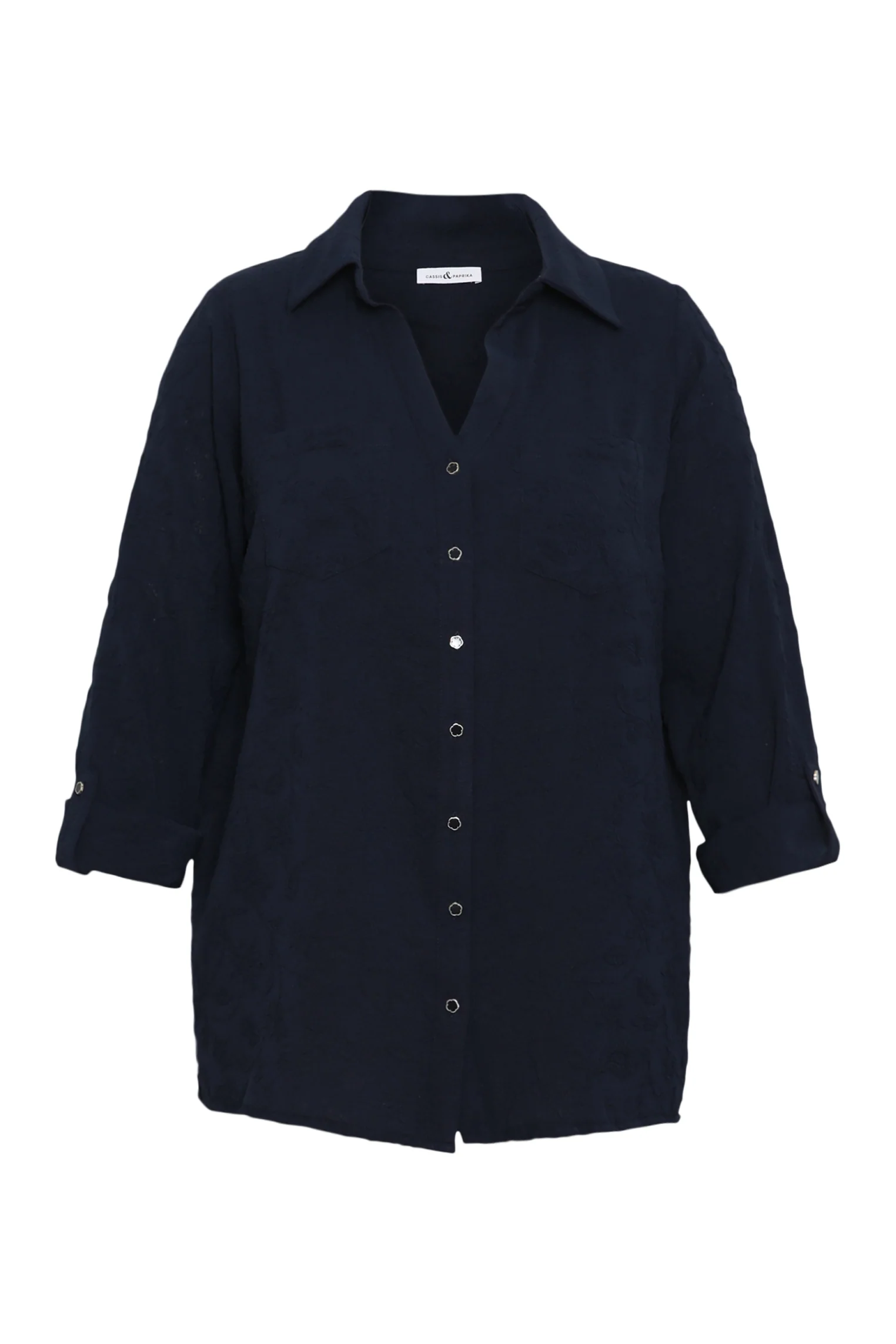 Chemise unie avec motif fleurs en relief - Image 9