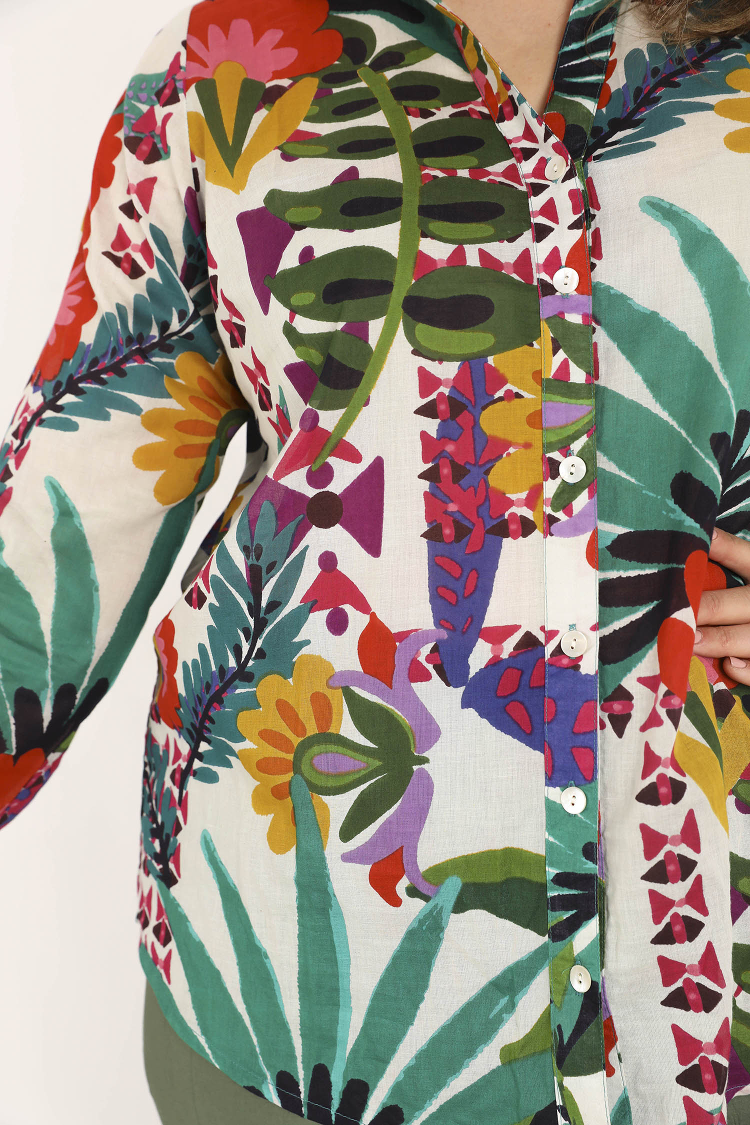 Chemisier en coton imprimé tropical - Image 5