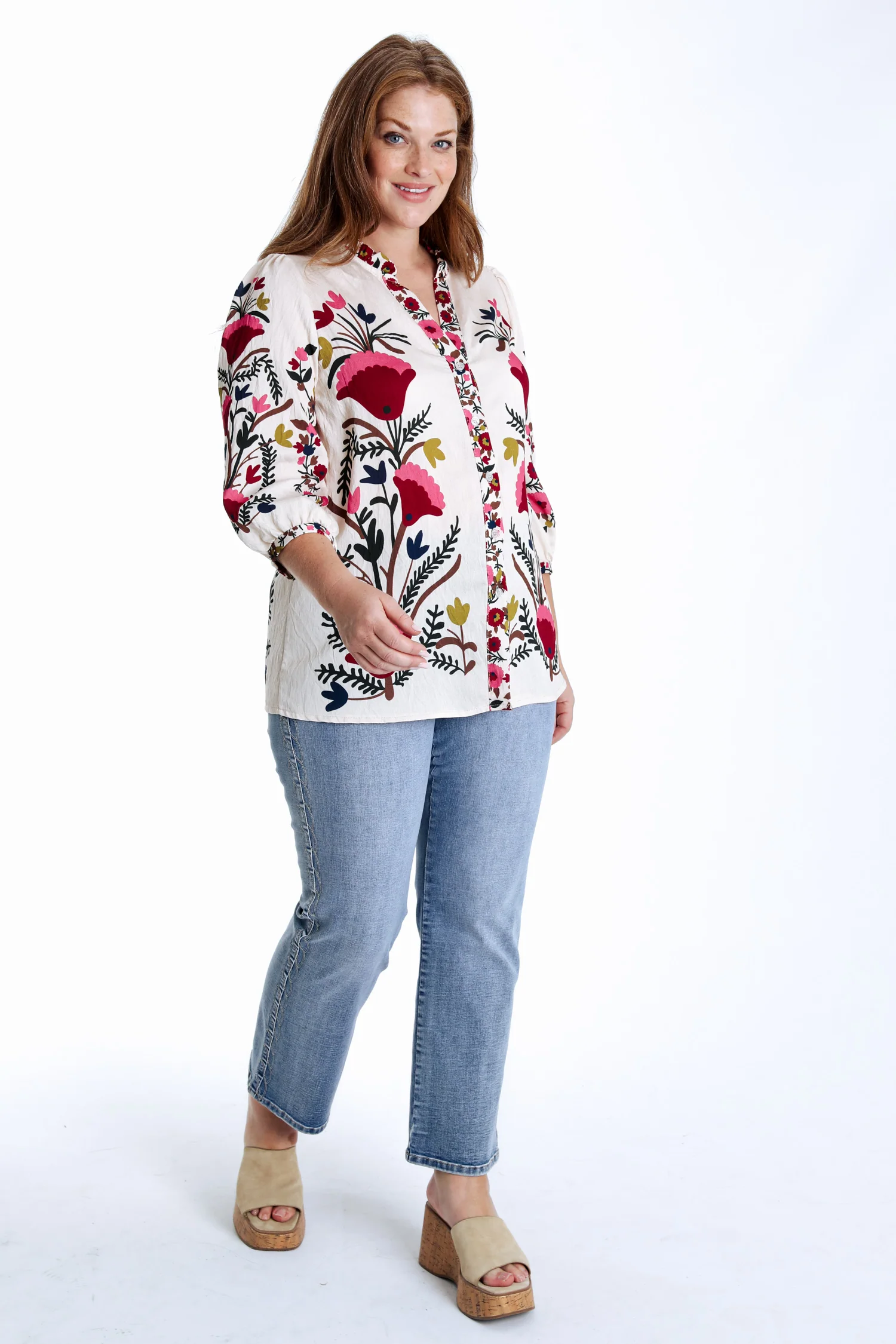 Chemisier en viscose imprimé fleurs folk - Image 8