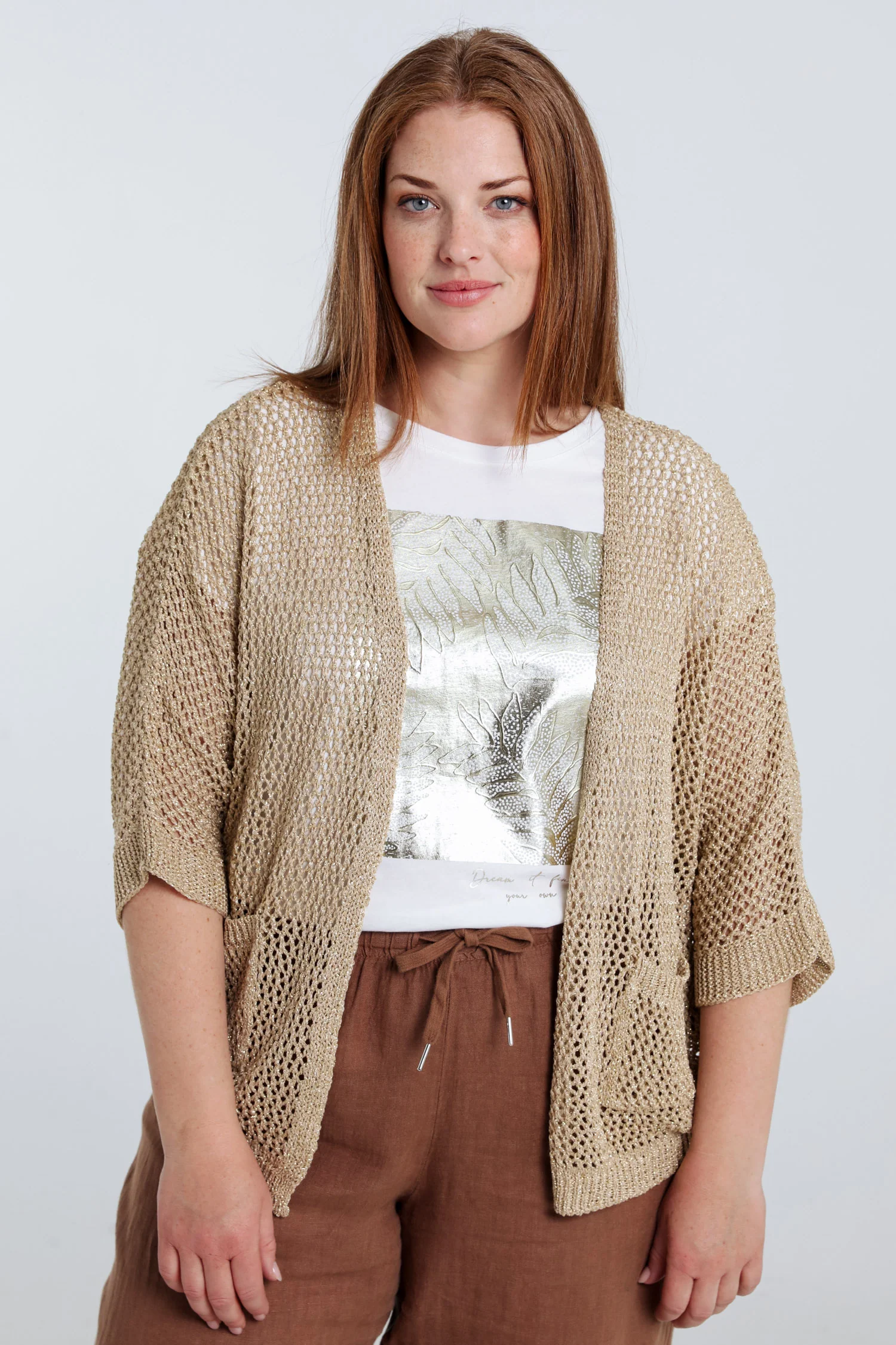 Gilet ajouré uni en viscose