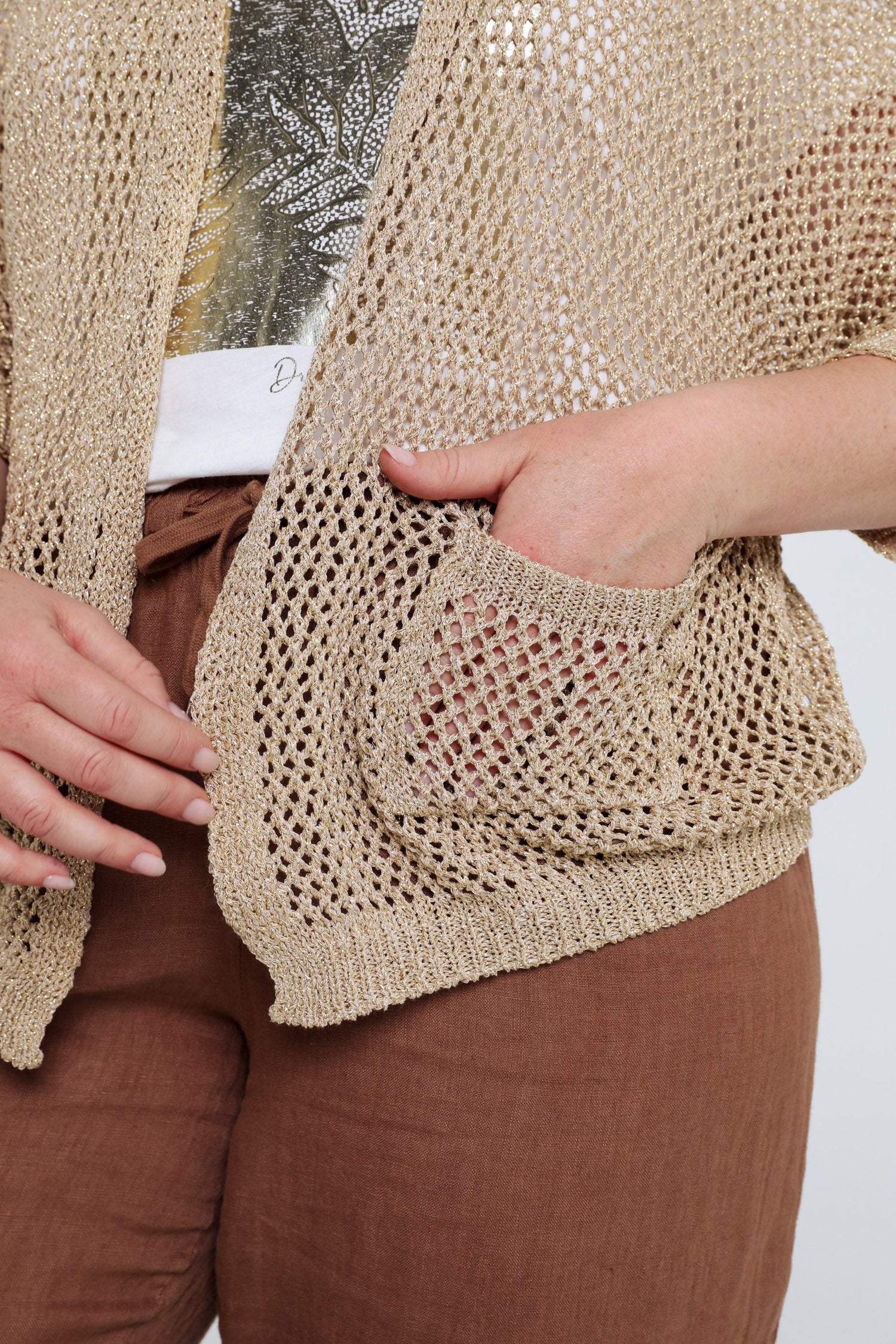 Gilet ajouré uni en viscose - Image 6