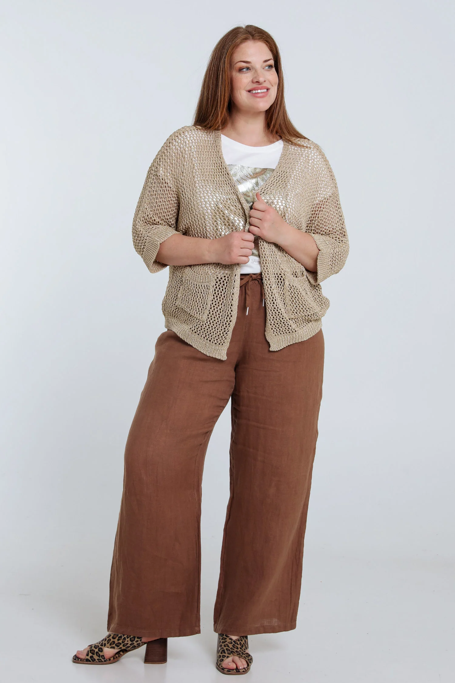 Gilet ajouré uni en viscose - Image 8