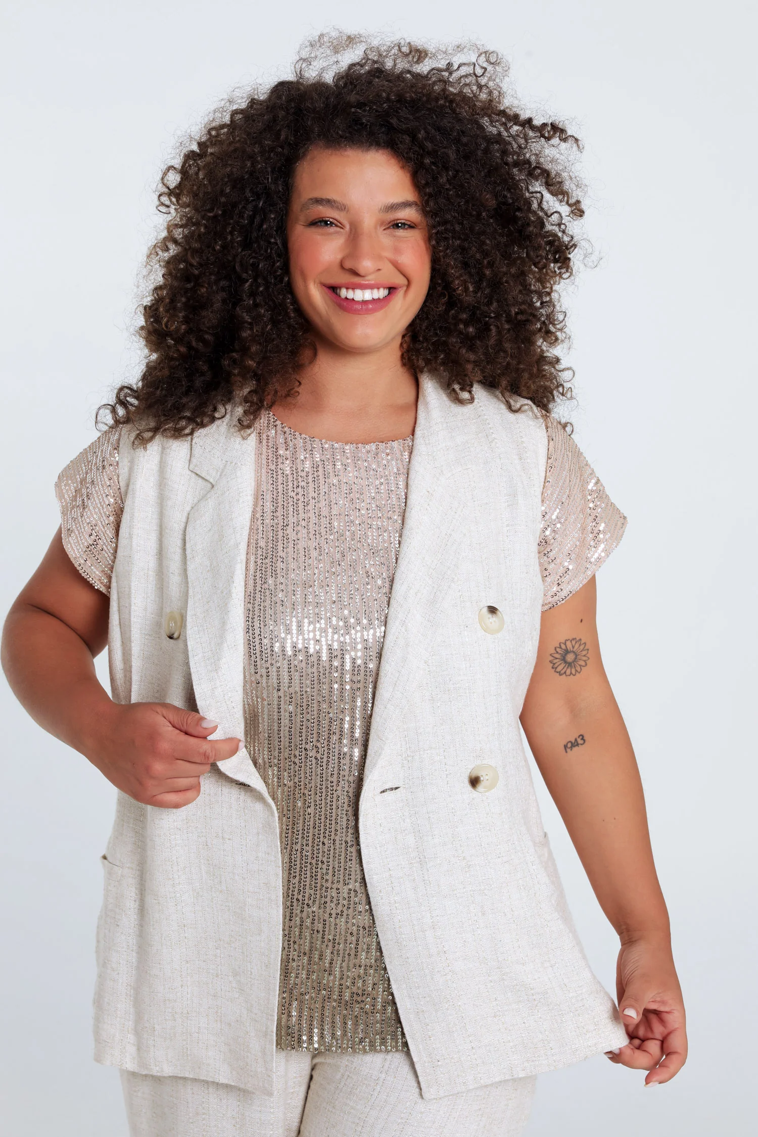 Gilet en viscose et lin avec lurex