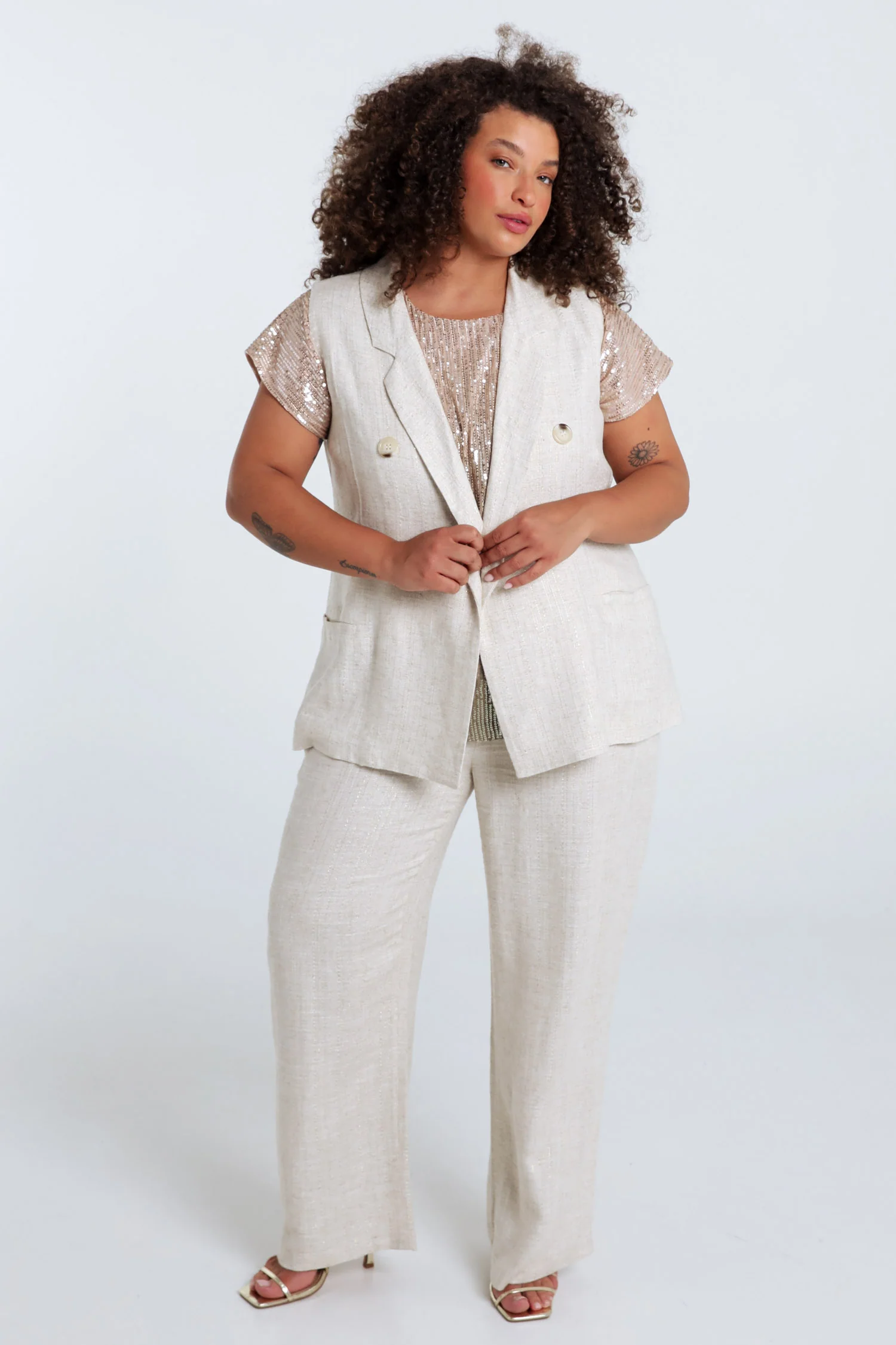 Gilet en viscose et lin avec lurex - Image 8