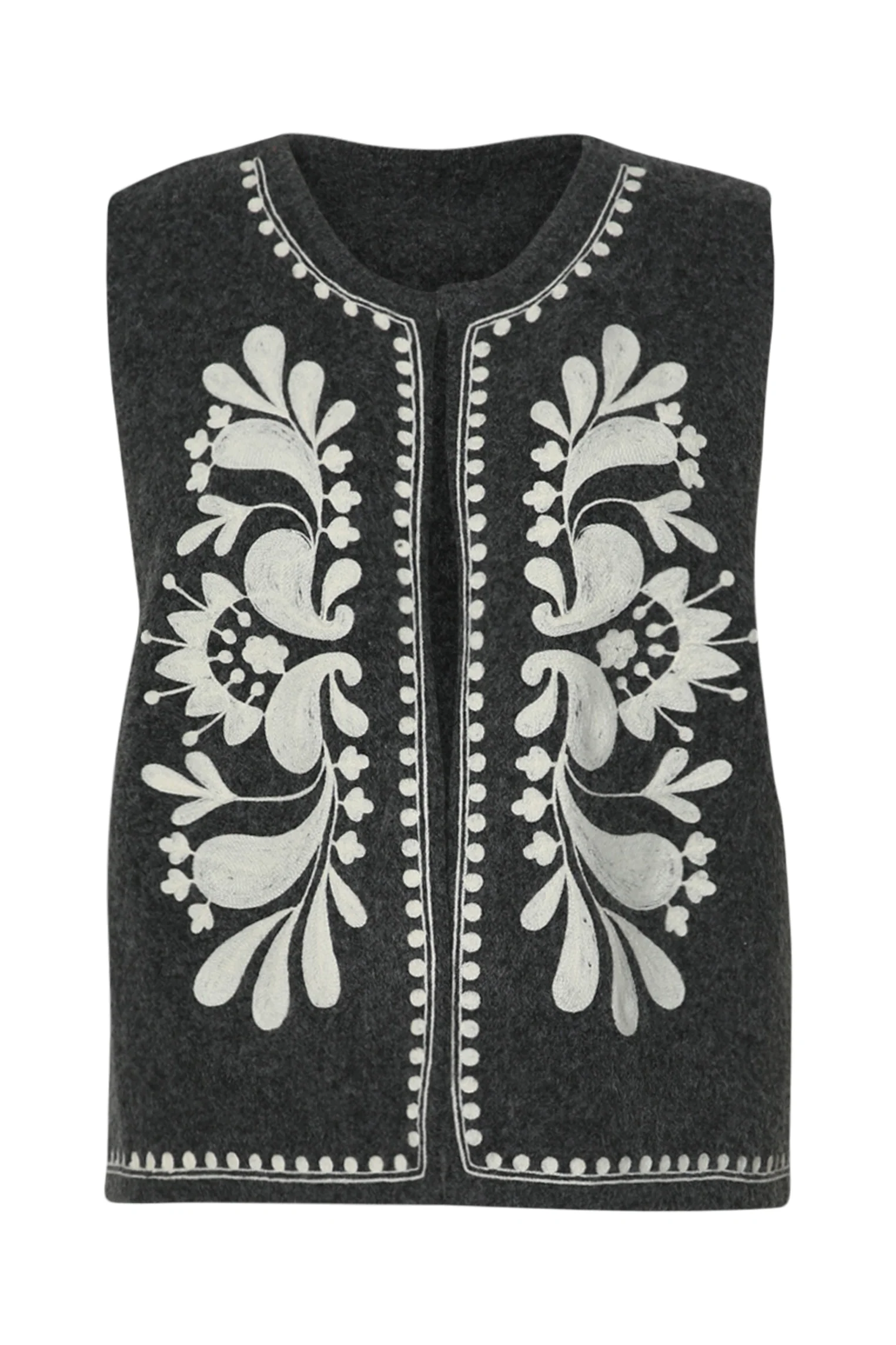 Gilet sans manches uni avec broderies - Image 7