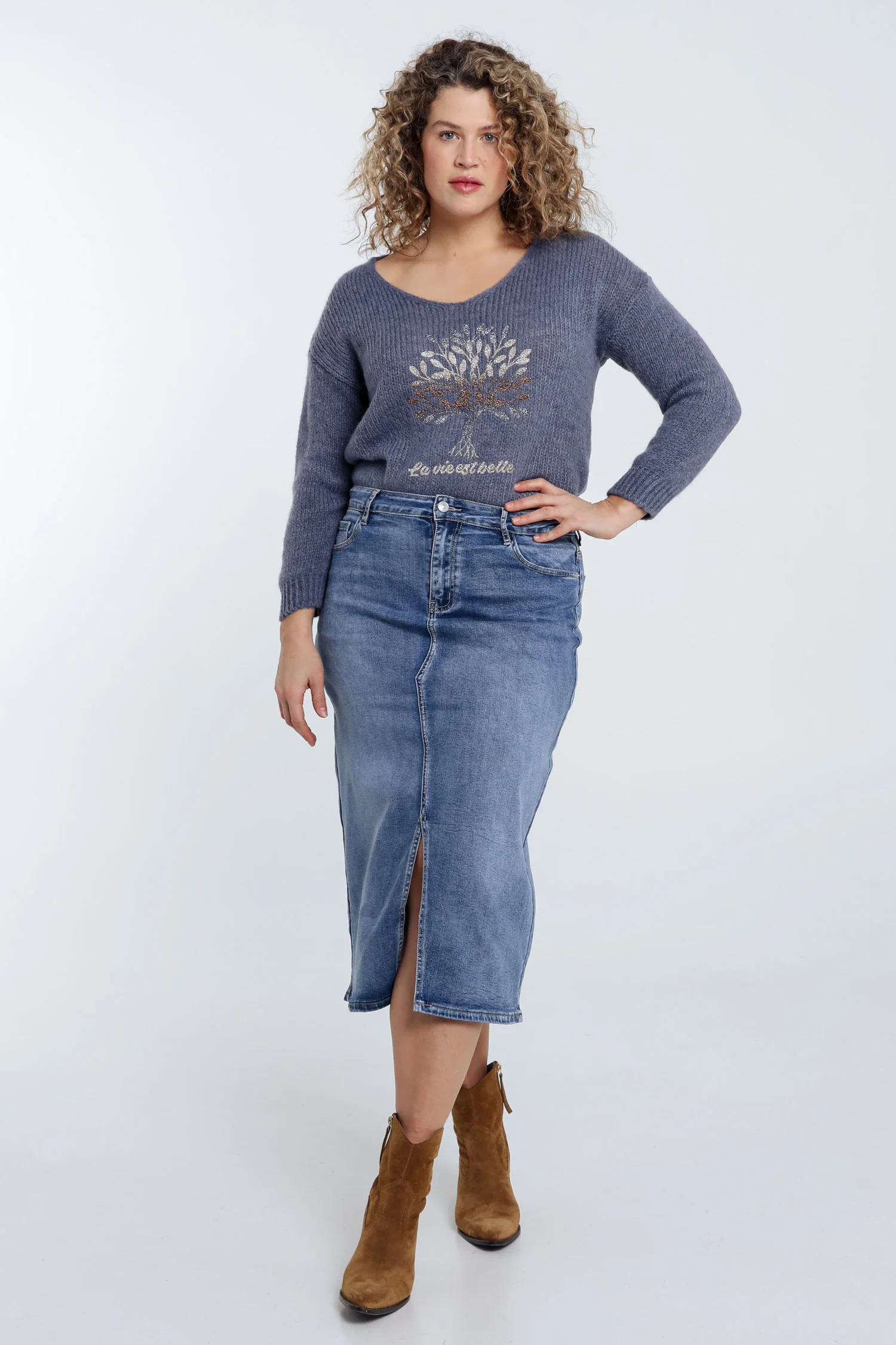 Jupe en jeans avec fente - Image 7