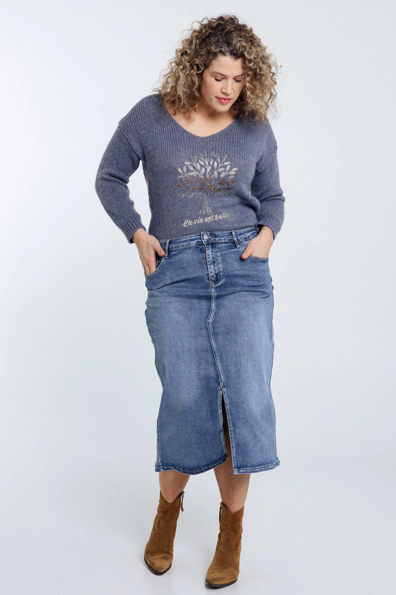 Jupe en jeans avec fente - Image 8