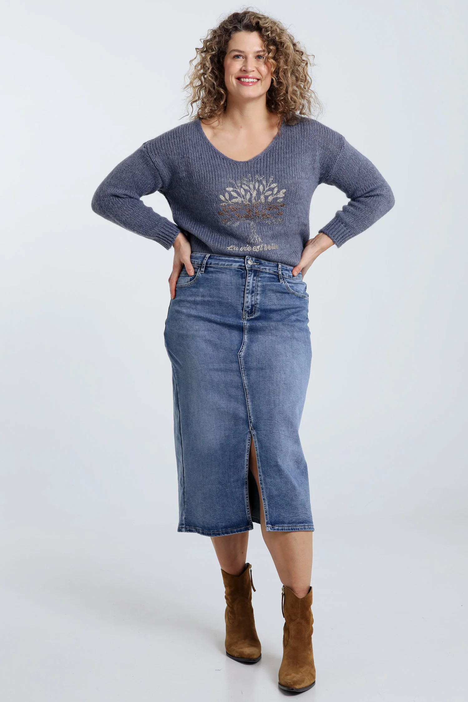 Jupe en jeans avec fente - Image 9