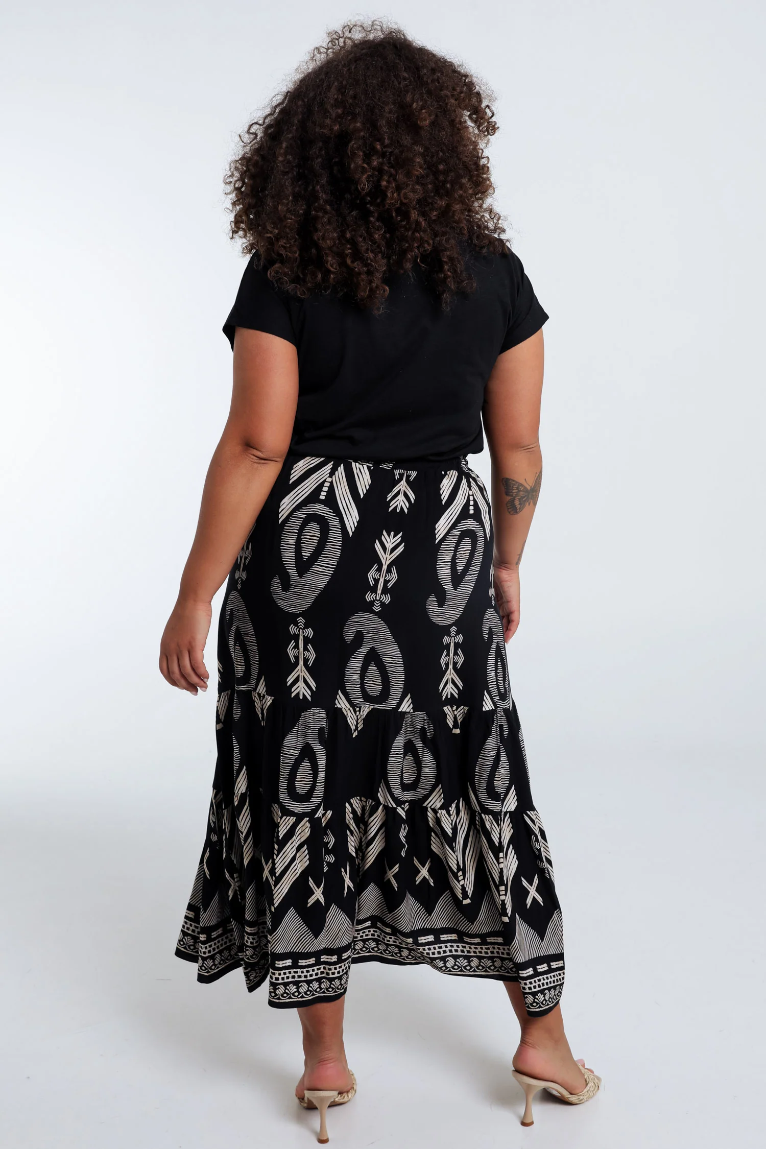 Jupe longue en viscose imprimé ethnique bicolore - Image 13