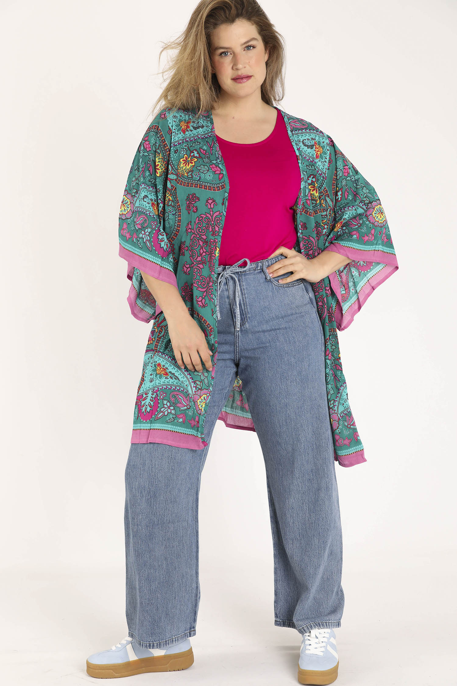 EXCLU SHEEGO - Kimono en viscose imprimé cachemire - Image 8