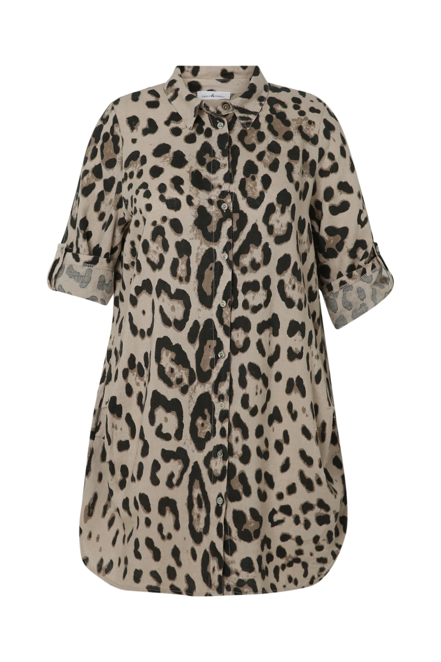 Longue chemise en lin imprimĂ© peau de bĂȘtes - Image 10