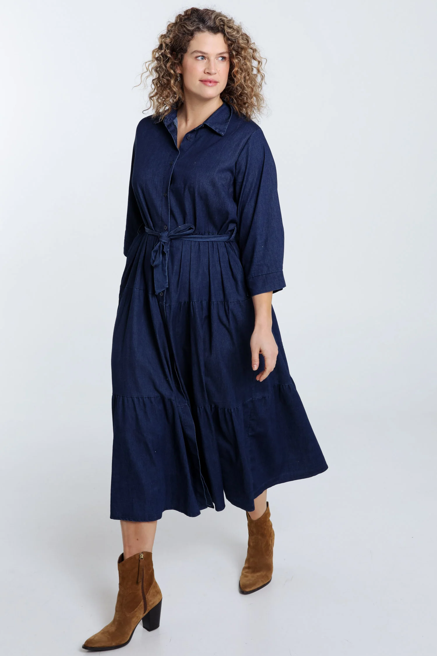 Longue robe Ă volant en jeans - Image 7