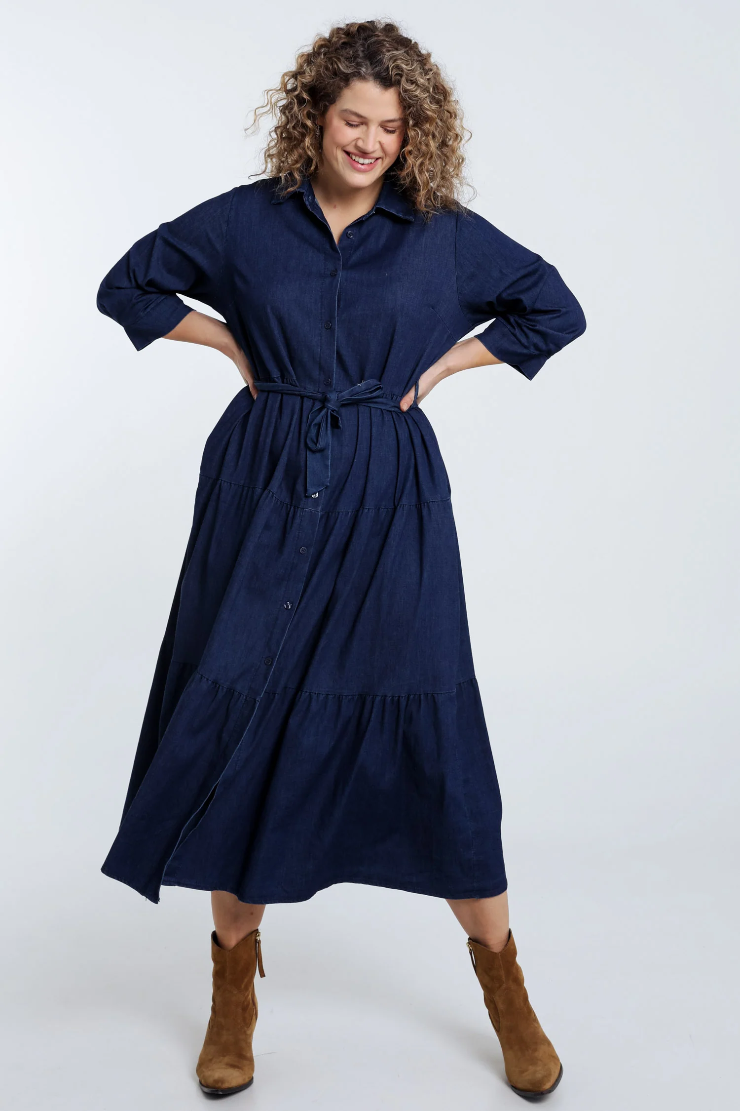 Longue robe Ă volant en jeans - Image 8
