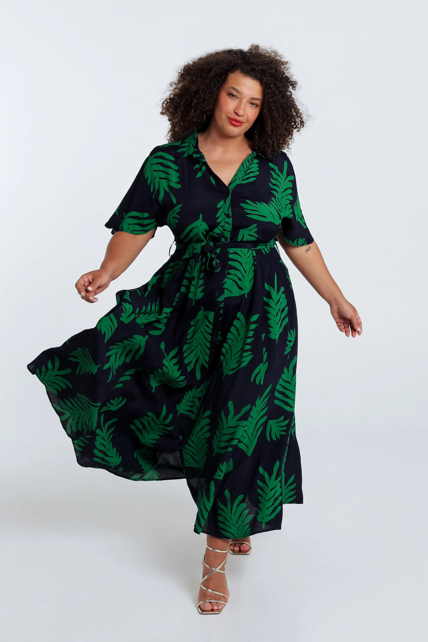 Longue robe en viscose imprimé feuillage - Image 7