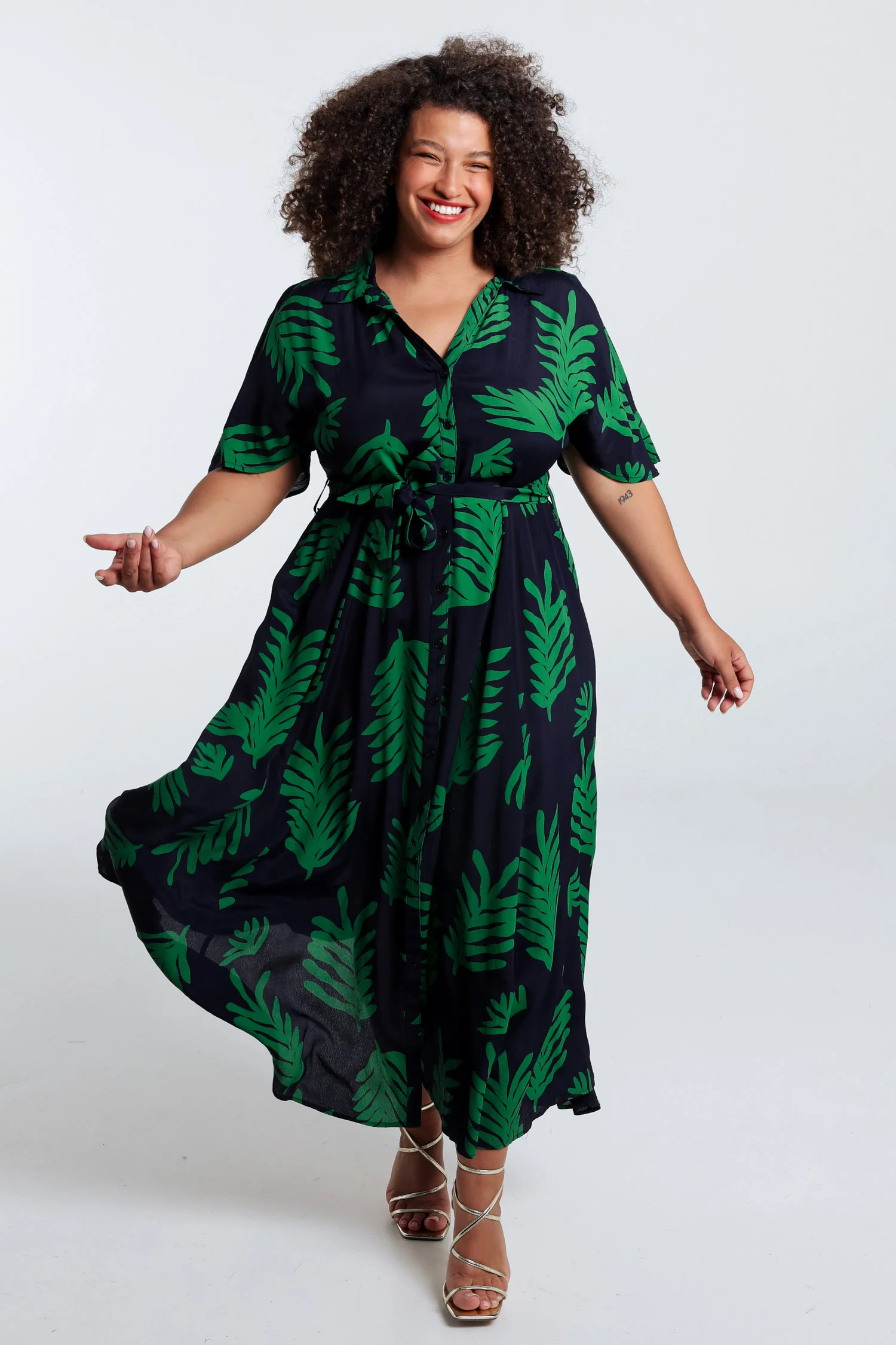 Longue robe en viscose imprimé feuillage - Image 8
