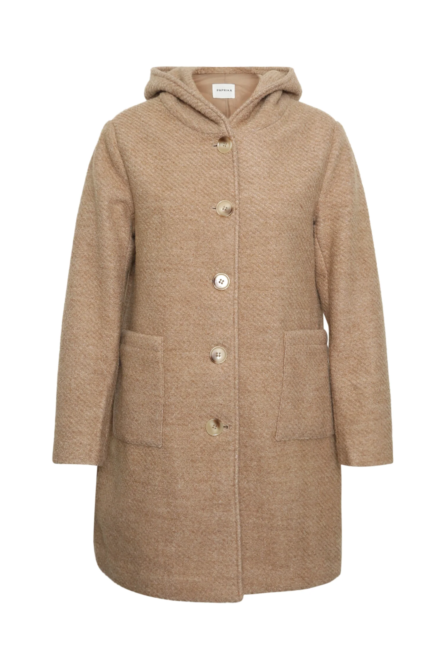 Manteau en laine uni avec capuche - Image 10
