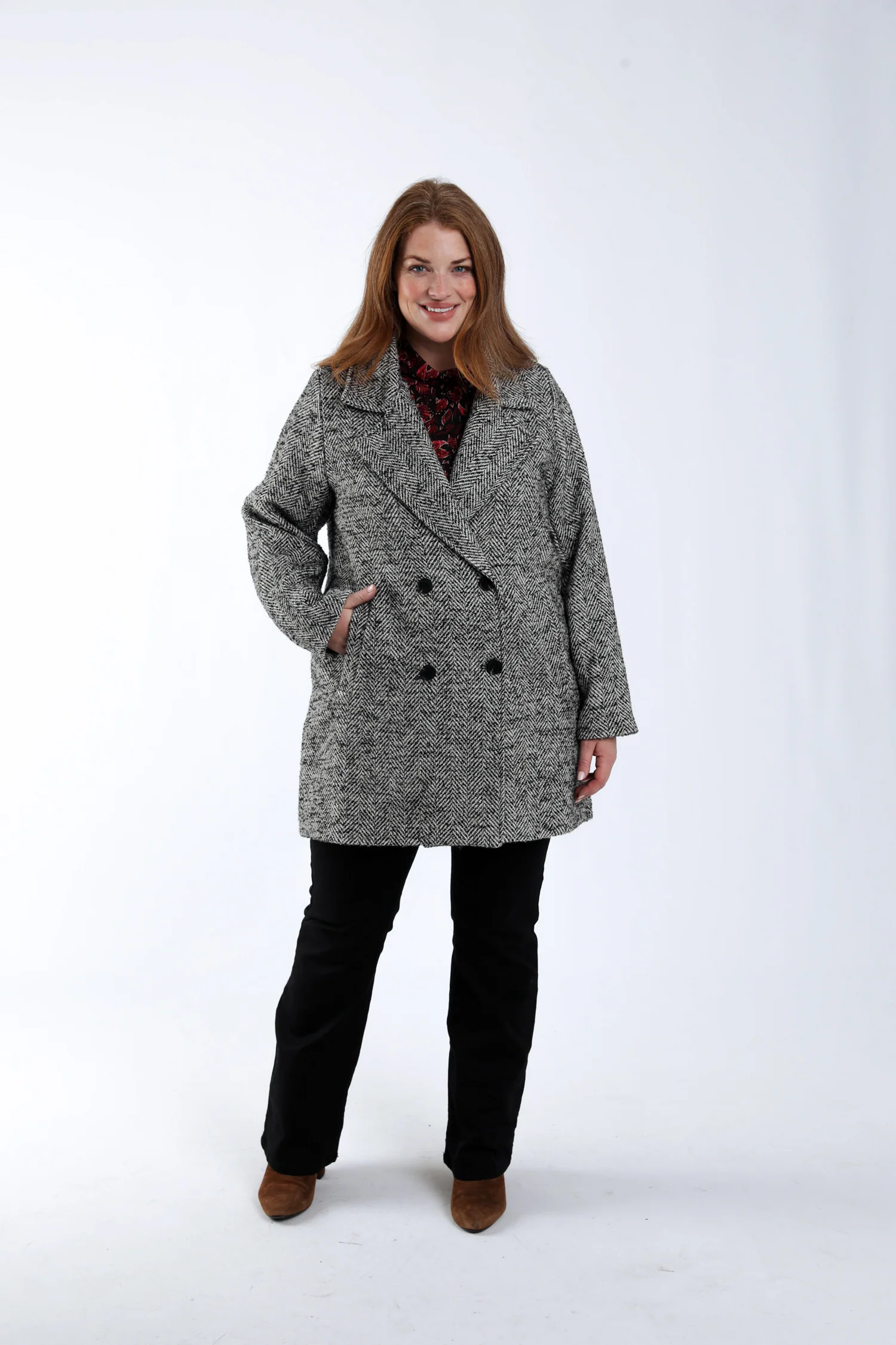 Manteau mi-long motif chevrons - Image 6