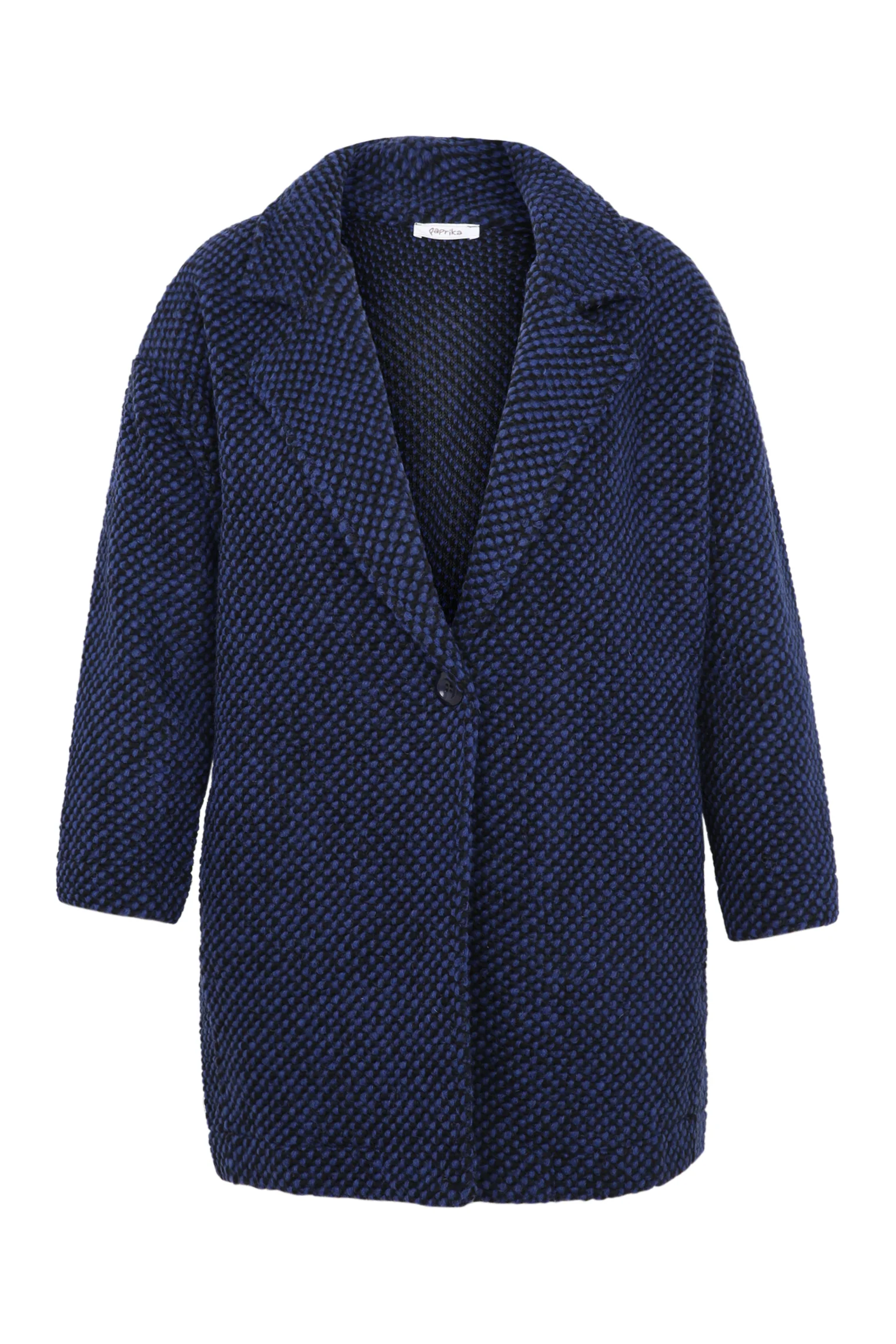 Manteau uni en tissu moucheté avec laine - Image 10