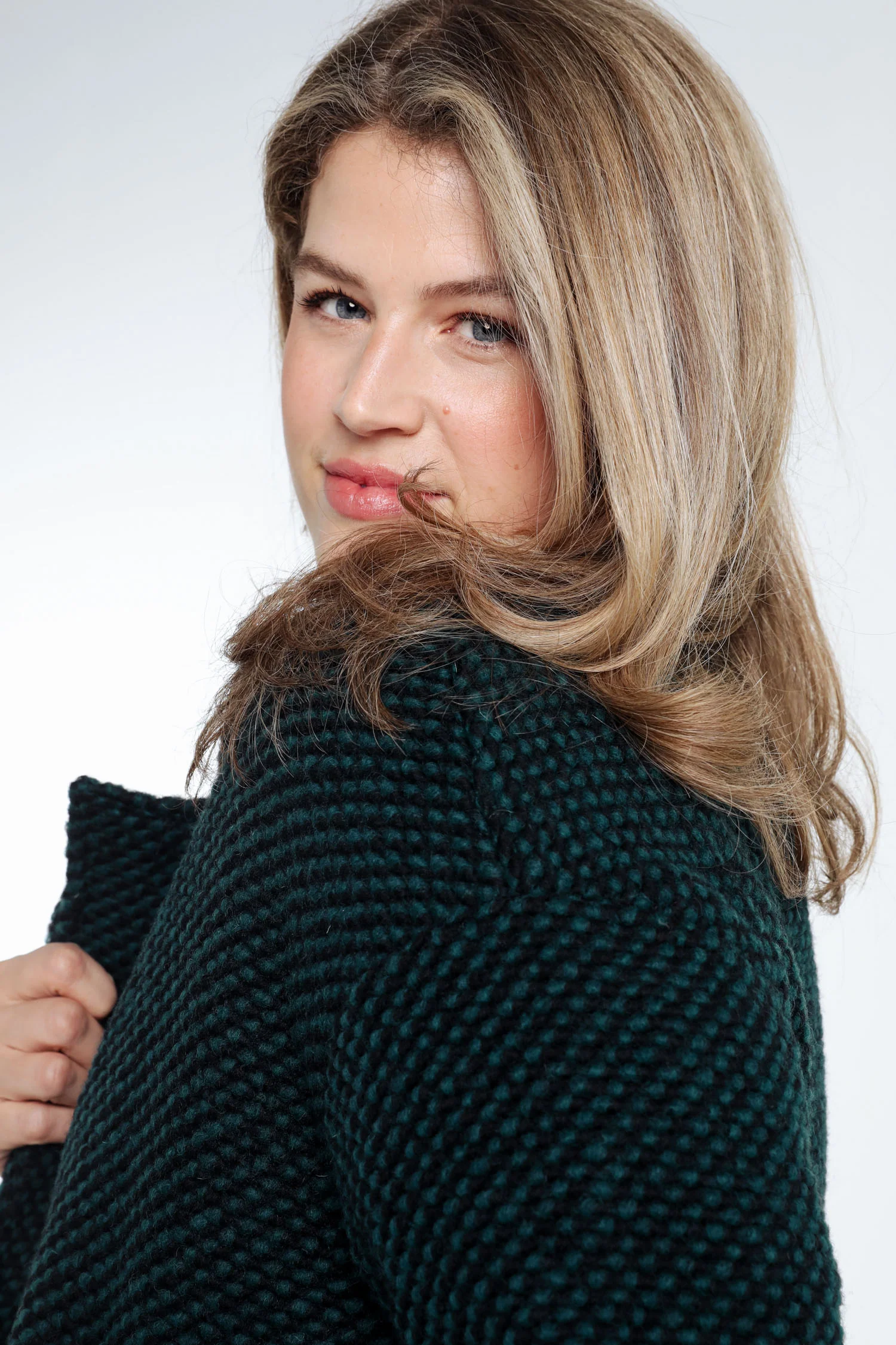Manteau uni en tissu moucheté avec laine - Image 17
