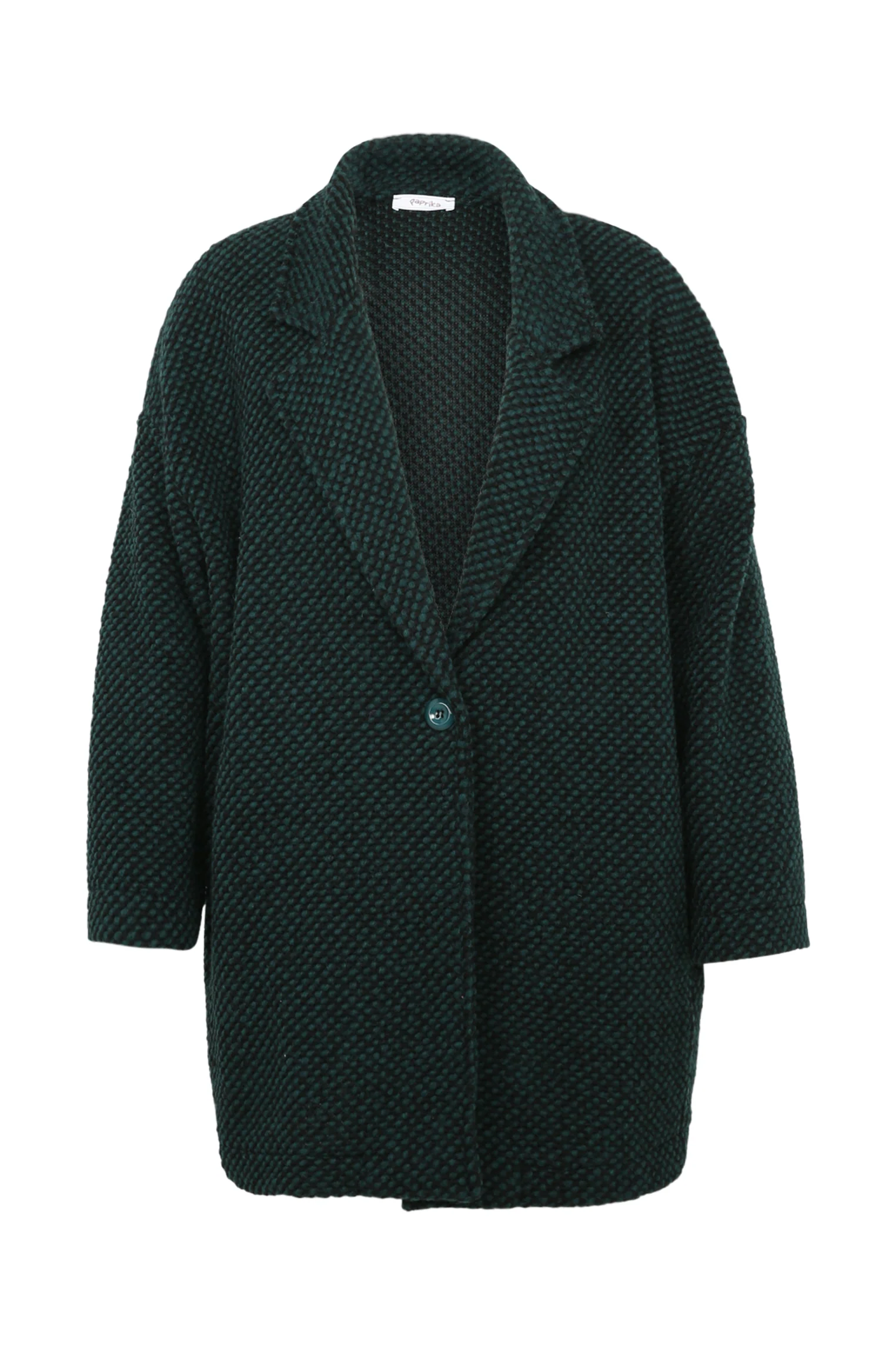 Manteau uni en tissu moucheté avec laine - Image 21
