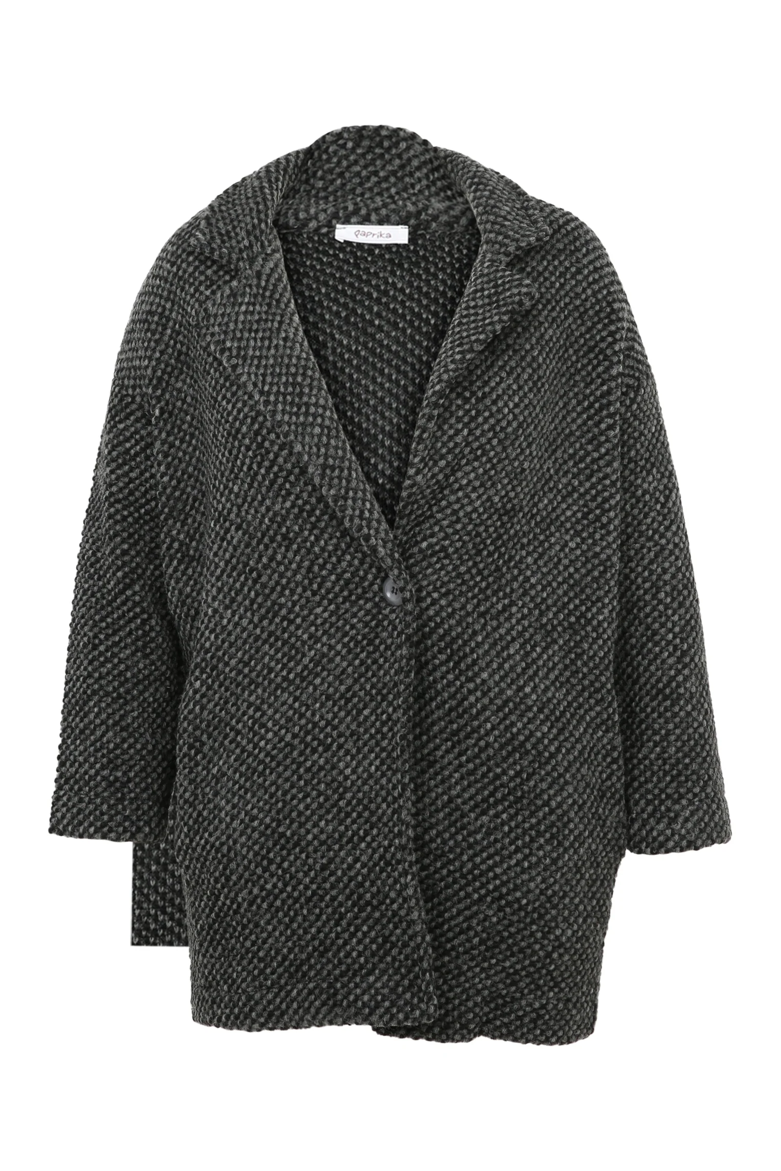 Manteau uni en tissu moucheté avec laine - Image 32