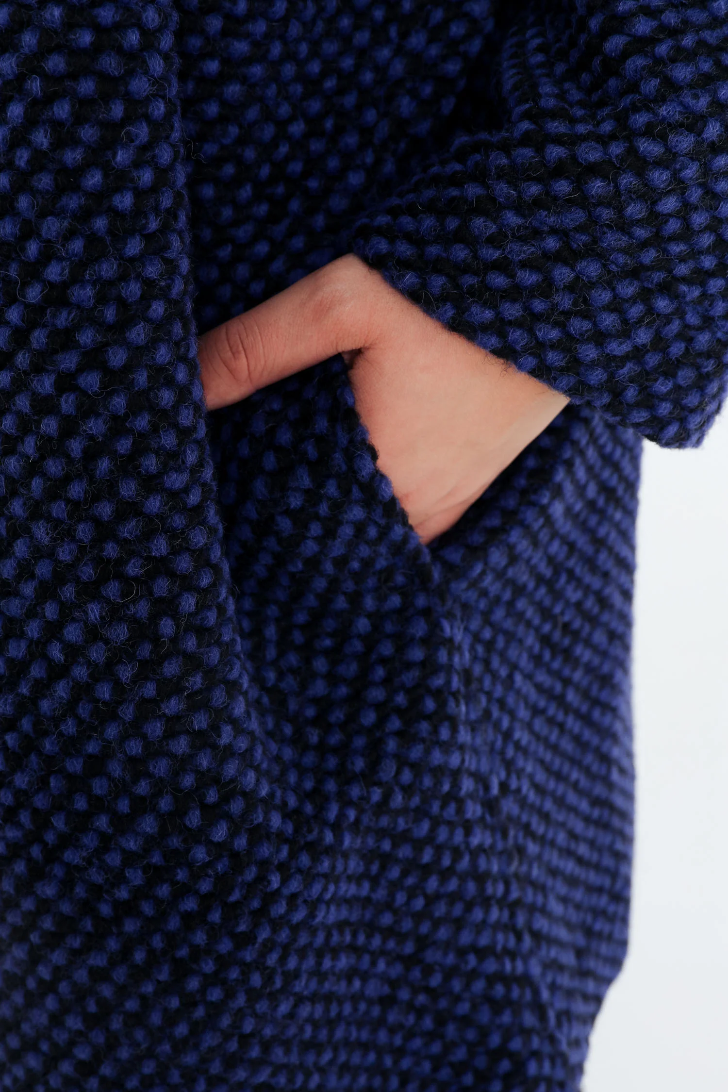 Manteau uni en tissu moucheté avec laine - Image 6