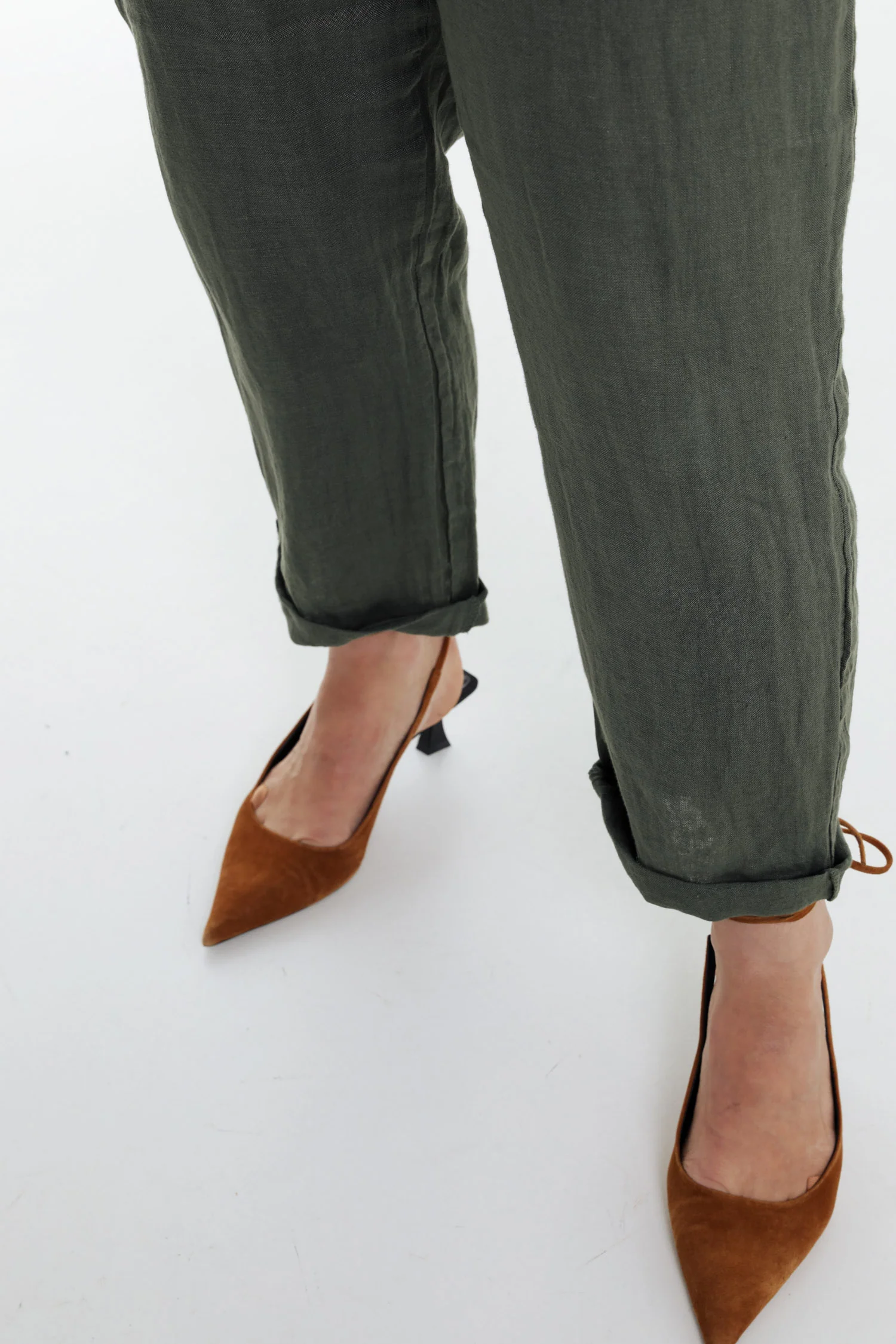 Pantalon 7/8 en lin uni - Image 17