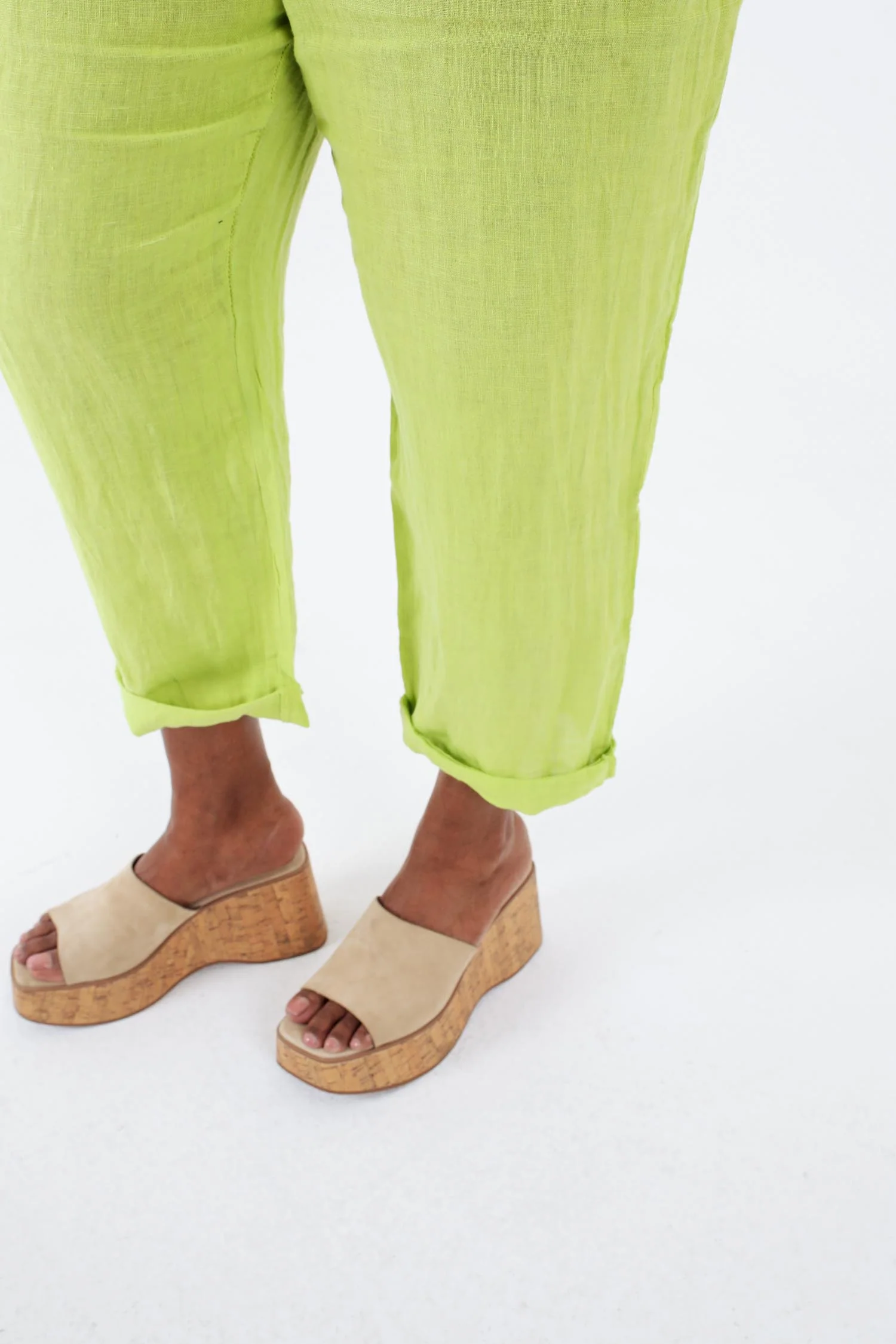 Pantalon 7/8 en lin uni - Image 4