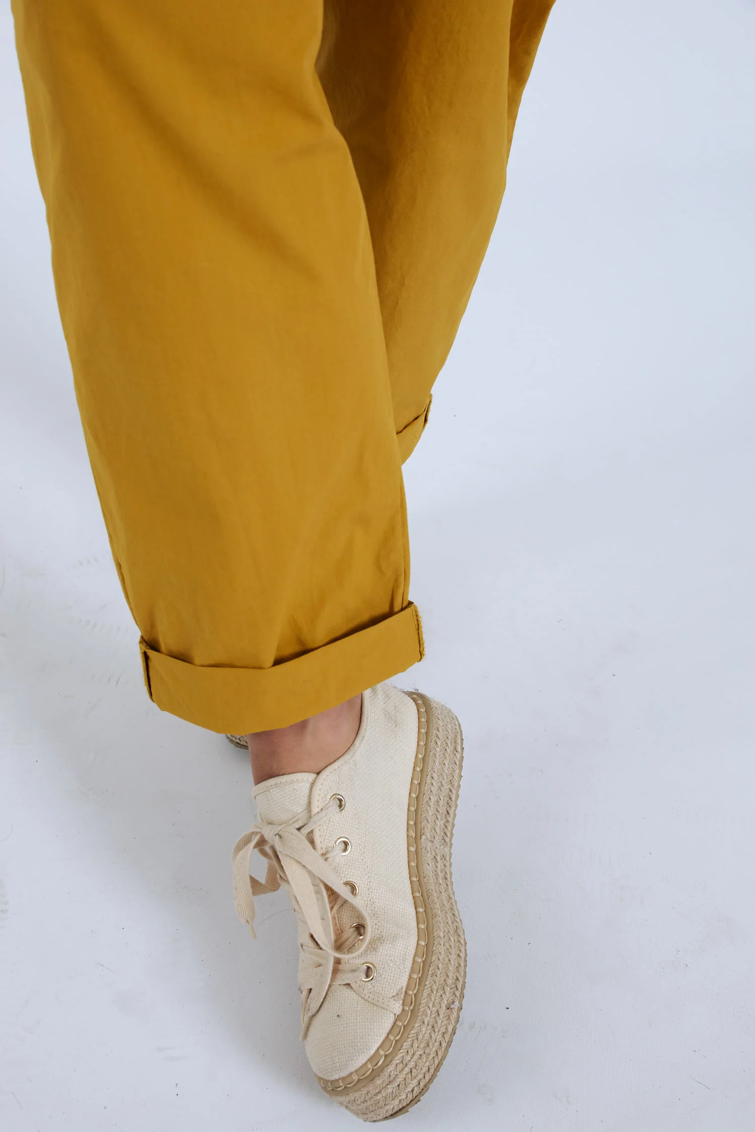 Pantalon boyfit en coton uni avec poches - Image 16